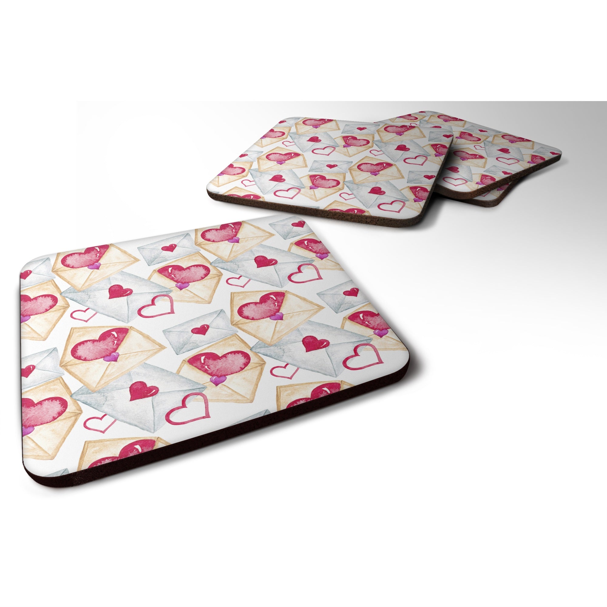 'Caroline'S Treasures Watercolor Love Letters Decorative Coasters, 3.5, Multicolor''