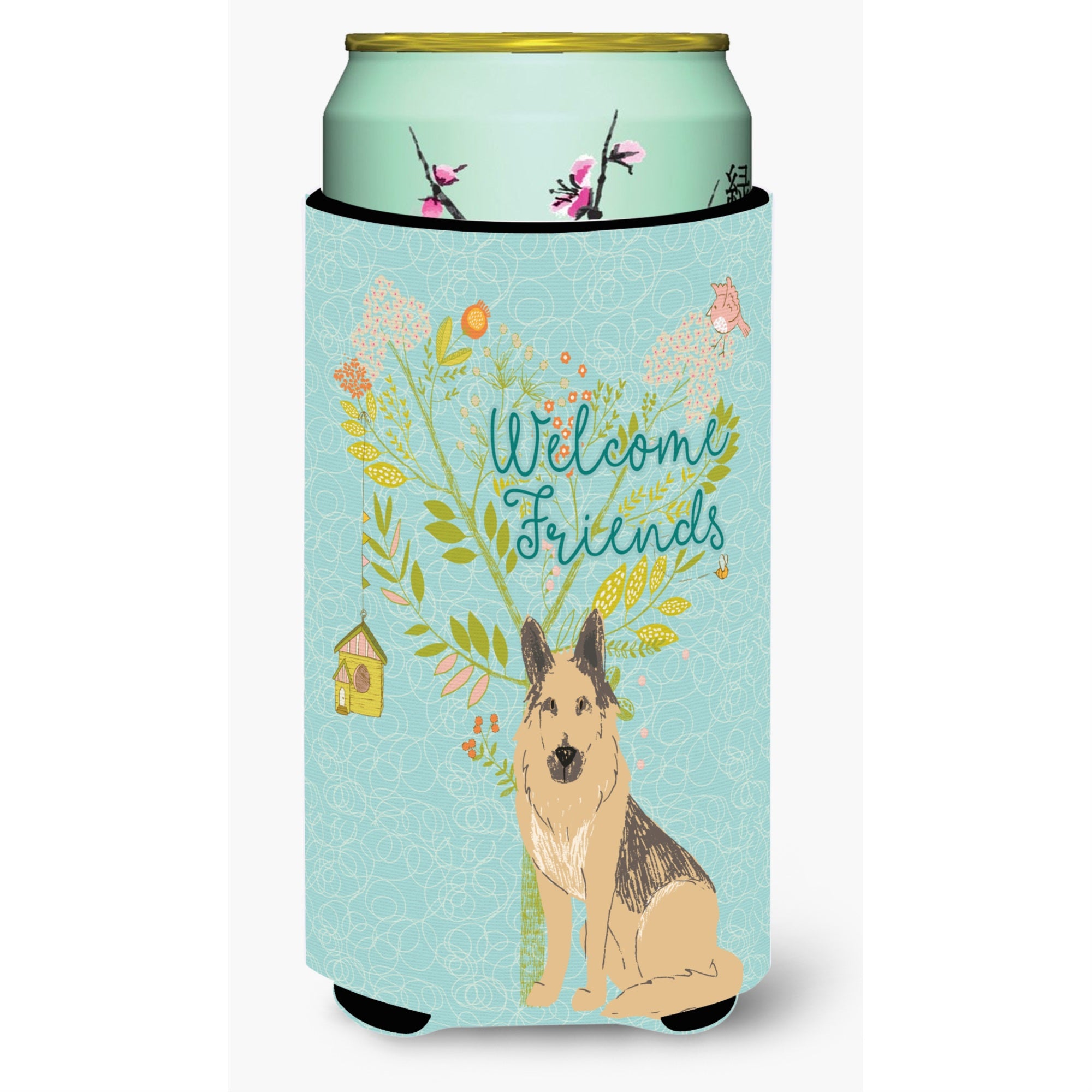 'Caroline'S Treasures Welcome Friends German Shepherd Decorative Can Hugger, Tall Boy, Multicolor''