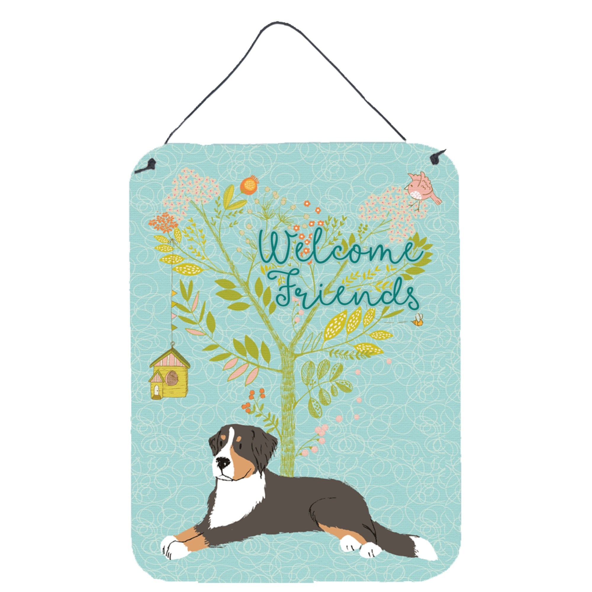 'Caroline'S Treasures Welcome Friends Bernese Mountain Dog Metal Print, 16H X 12W, Multicolor''