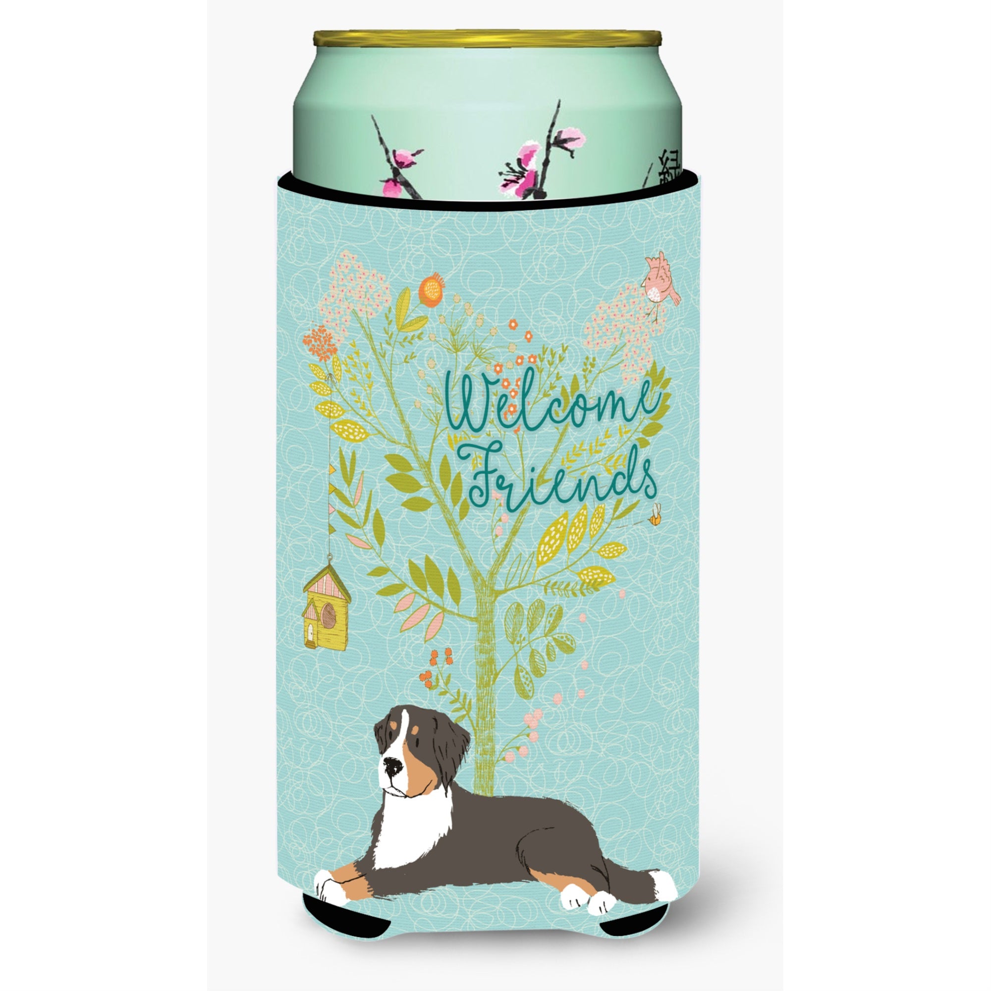 'Caroline'S Treasures Welcome Friends Bernese Mountain Dog Decorative Can Hugger, Tall Boy, Multicolor''
