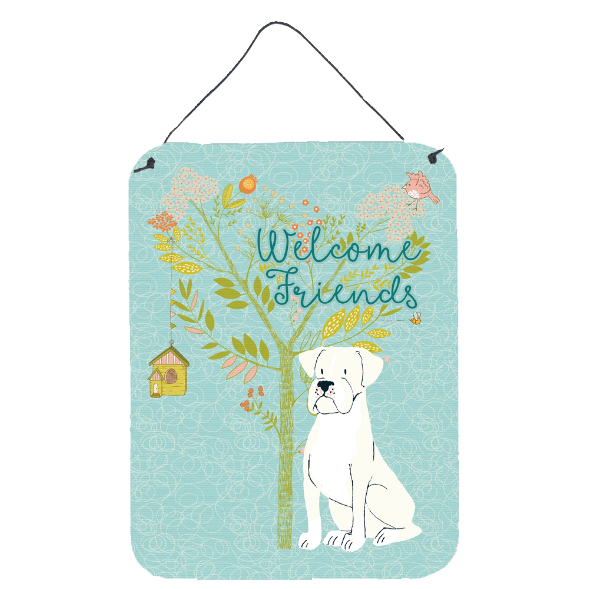 'Caroline'S Treasures Welcome Friends White Boxer Metal Print, 16H X 12W, Multicolor''