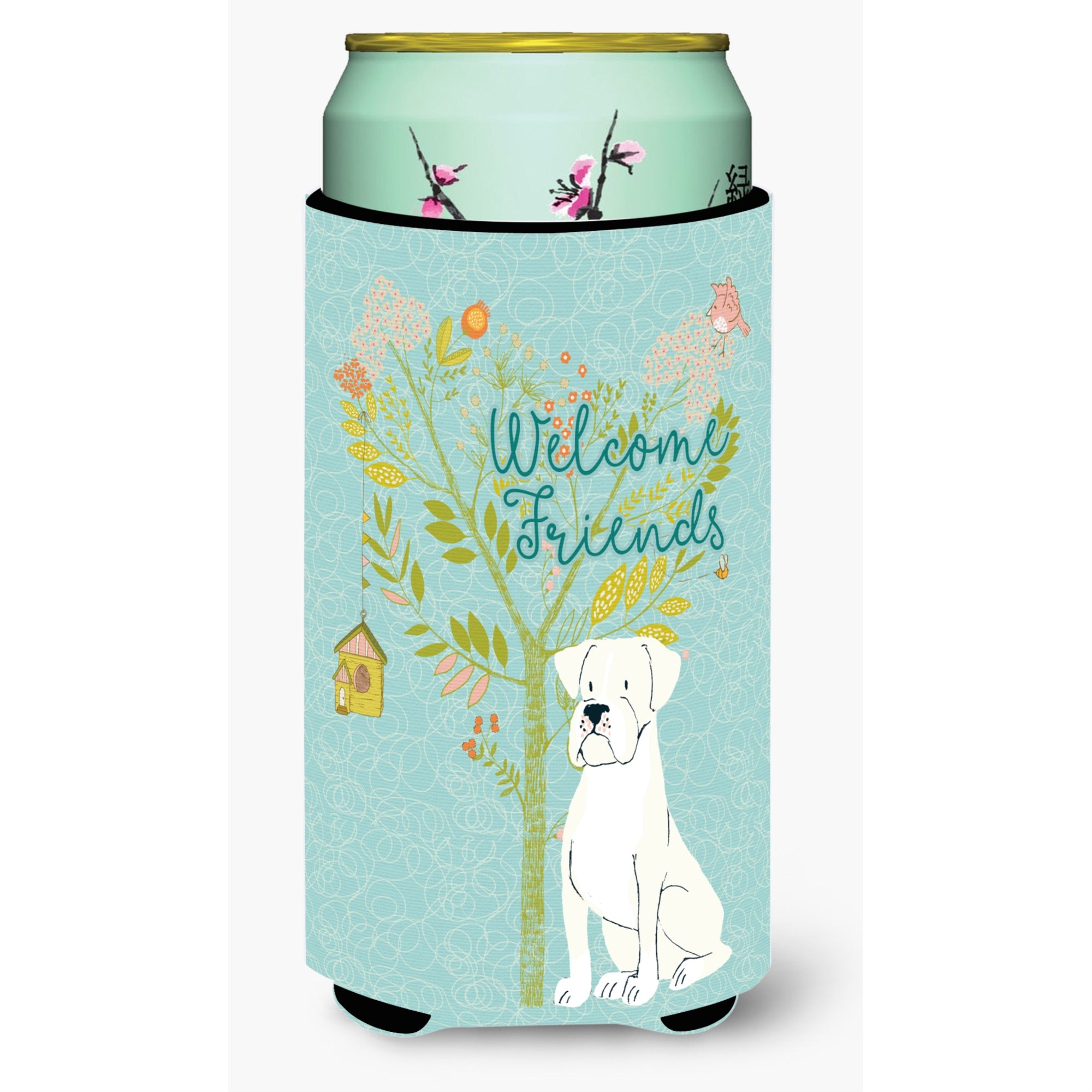 'Caroline'S Treasures Welcome Friends White Boxer Decorative Can Hugger, Tall Boy, Multicolor''
