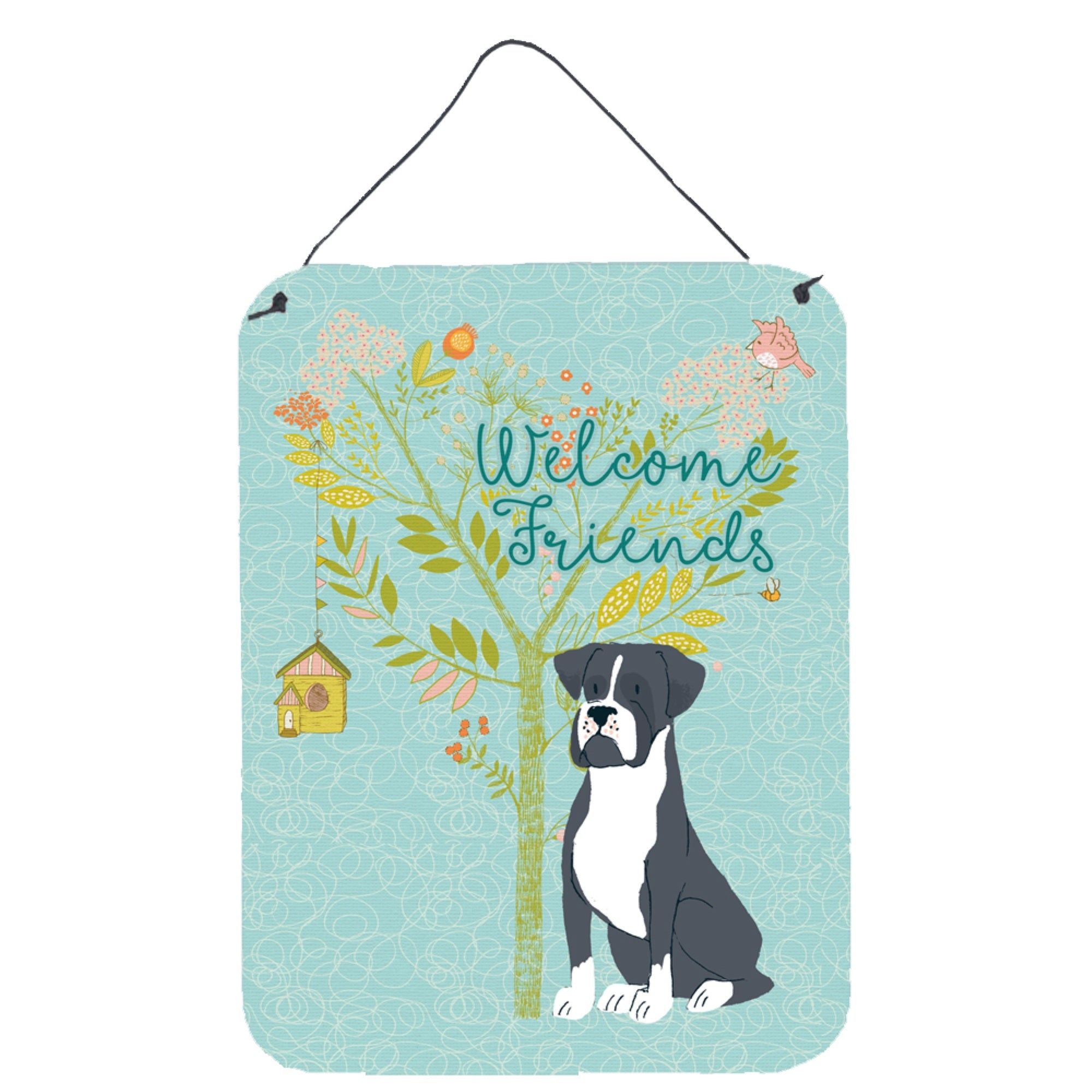 'Caroline'S Treasures Welcome Friends Black Boxer Metal Print, 16H X 12W, Multicolor''