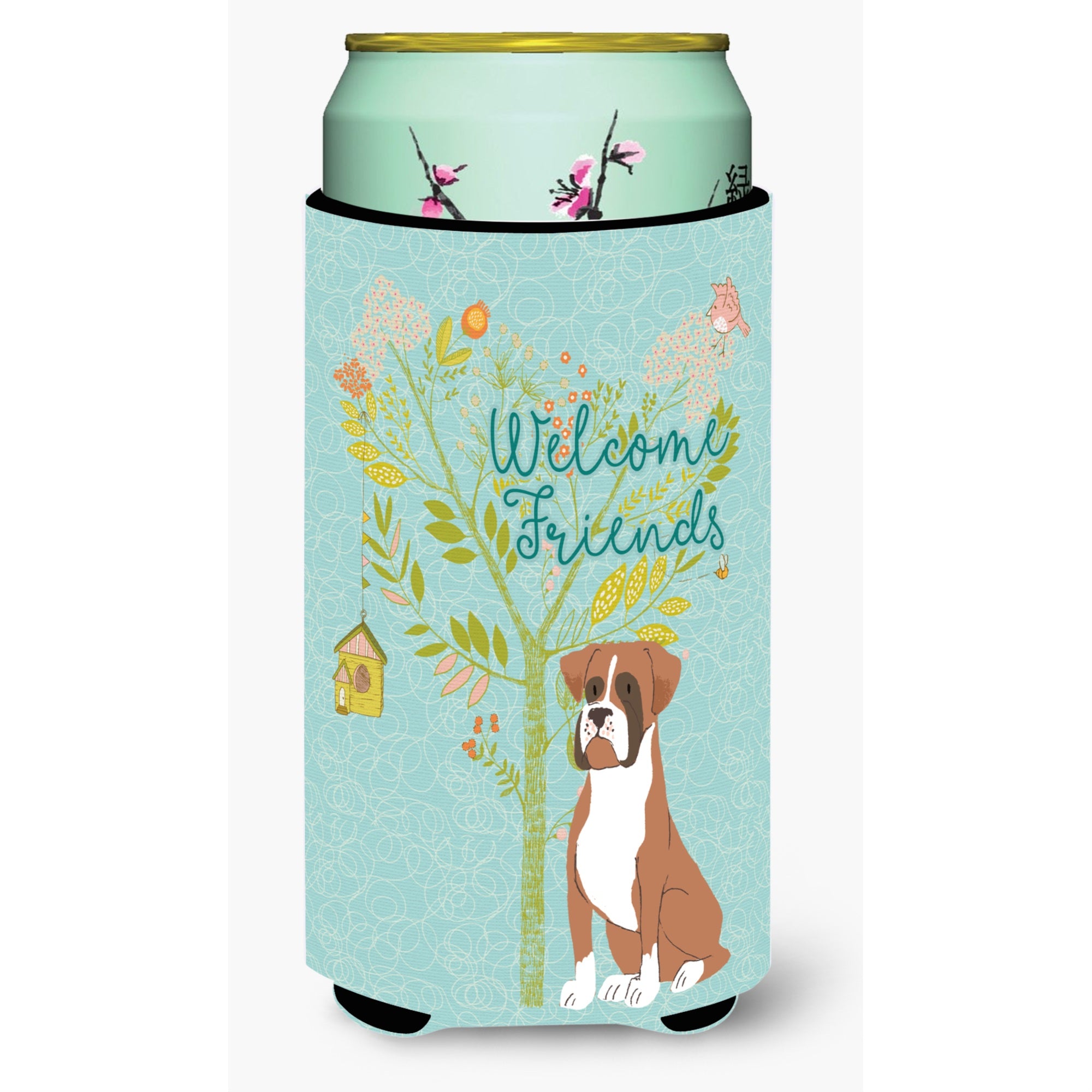'Caroline'S Treasures Welcome Friends Flashy Fawn Boxer Decorative Can Hugger, Tall Boy, Multicolor''