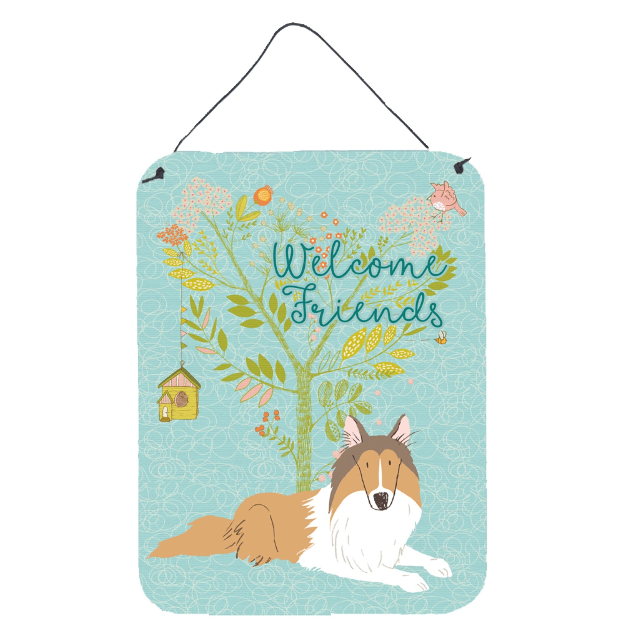 'Caroline'S Treasures Welcome Friends Collie Metal Print, 16H X 12W, Multicolor''
