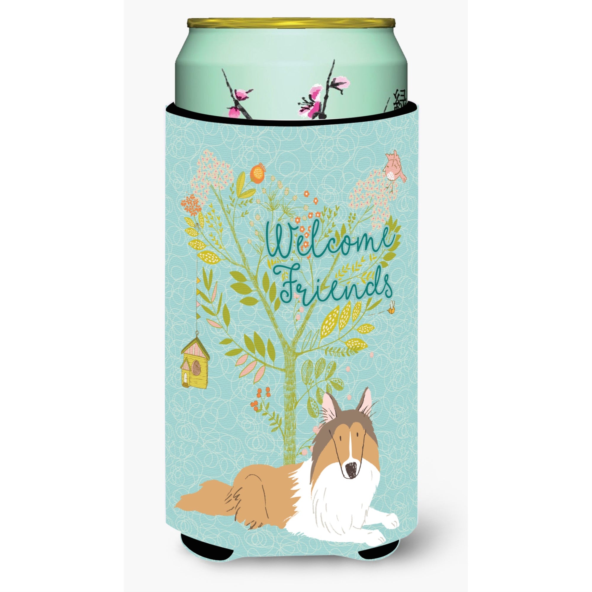 'Caroline'S Treasures Welcome Friends Collie Decorative Can Hugger, Tall Boy, Multicolor''