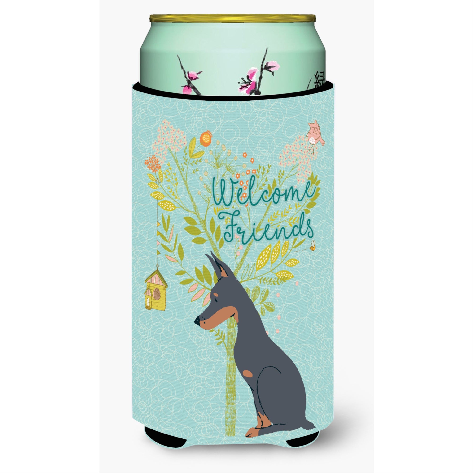 'Caroline'S Treasures Welcome Friends Doberman Pinscher Decorative Can Hugger, Tall Boy, Multicolor''