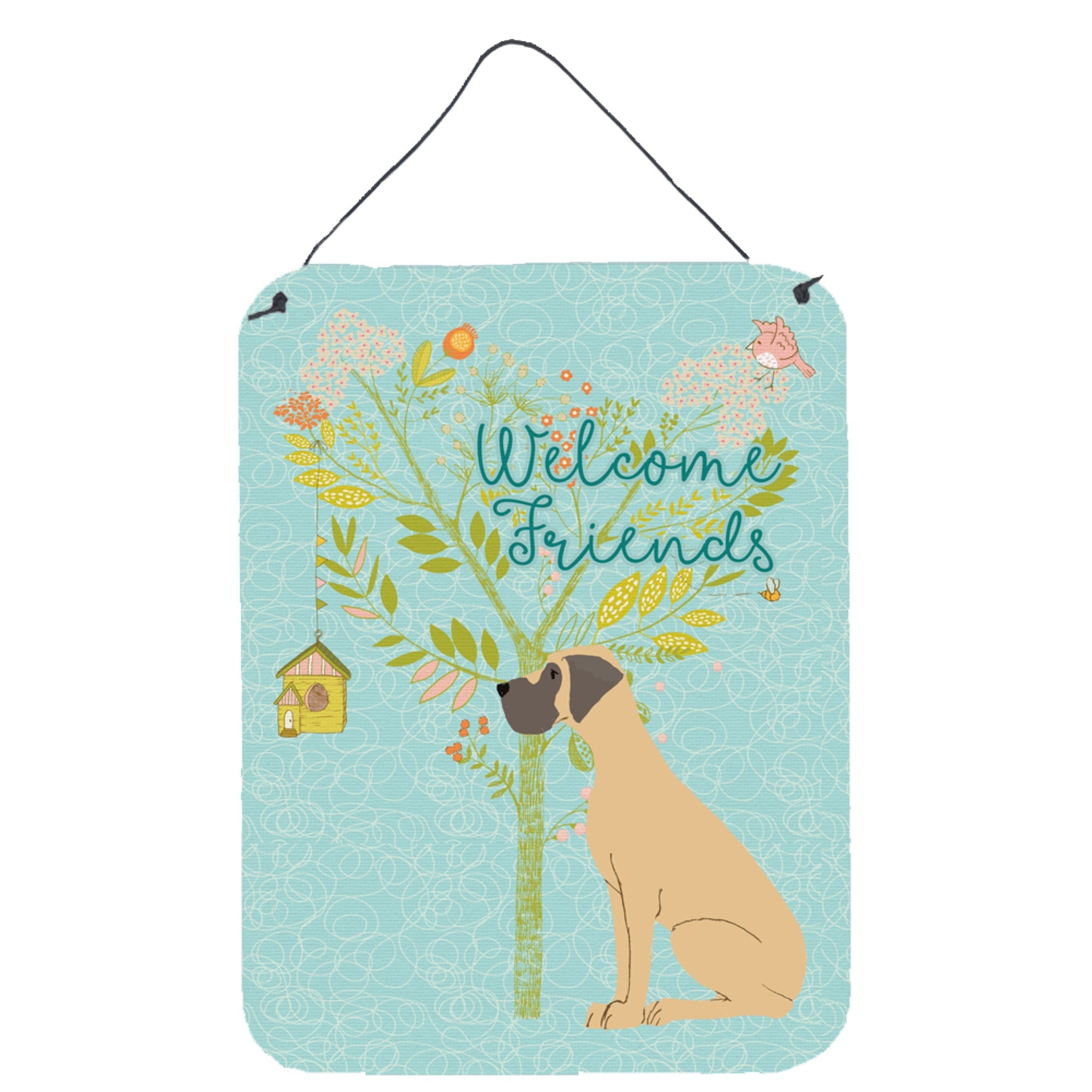'Caroline'S Treasures Friends Welcome Fawn Dane Natural Ears Metal Print, 16H X 12W, Multicolor''