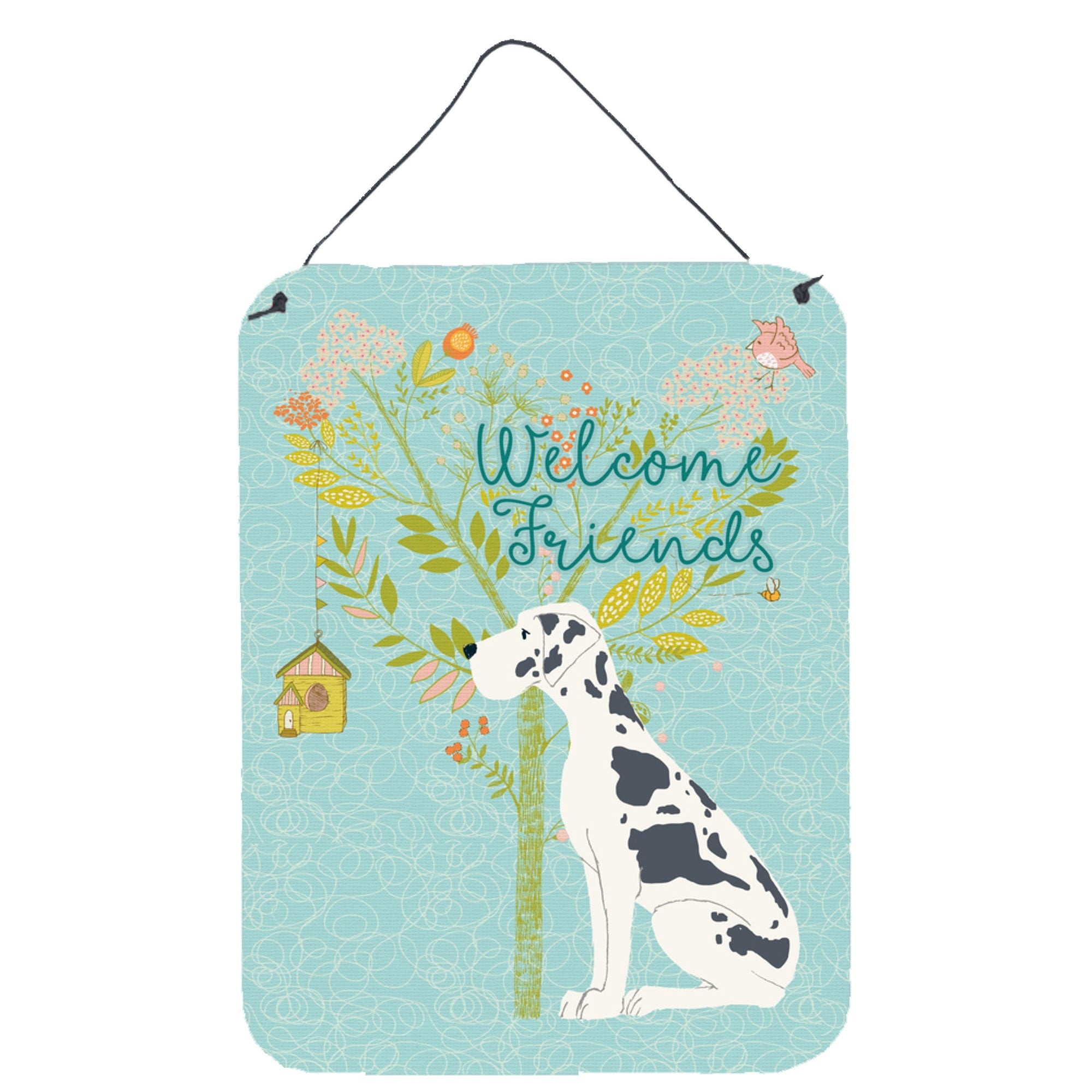 'Caroline'S Treasures Welcome Friends Harlequin Dane Metal Print, 16H X 12W, Multicolor''