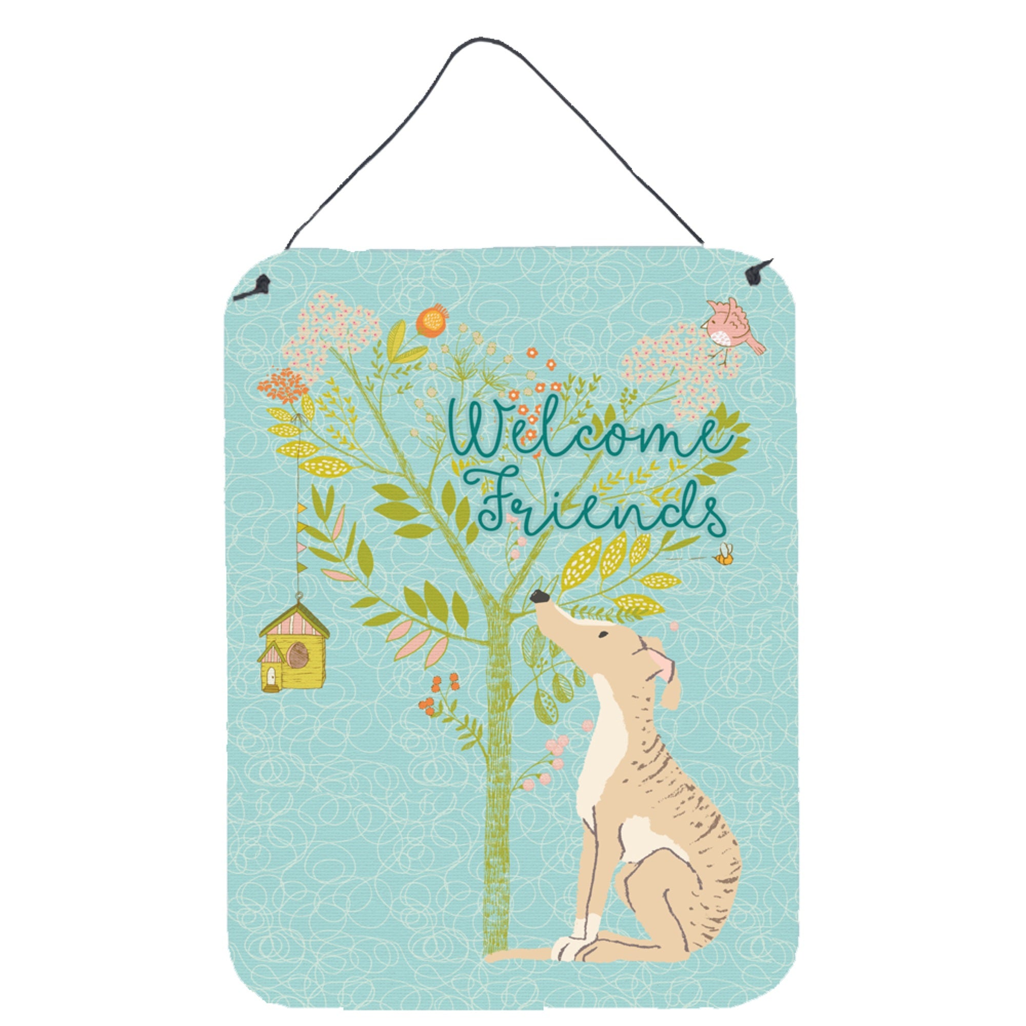 'Caroline'S Treasures Welcome Friends Brindle Greyhound Metal Print, 16H X 12W, Multicolor''