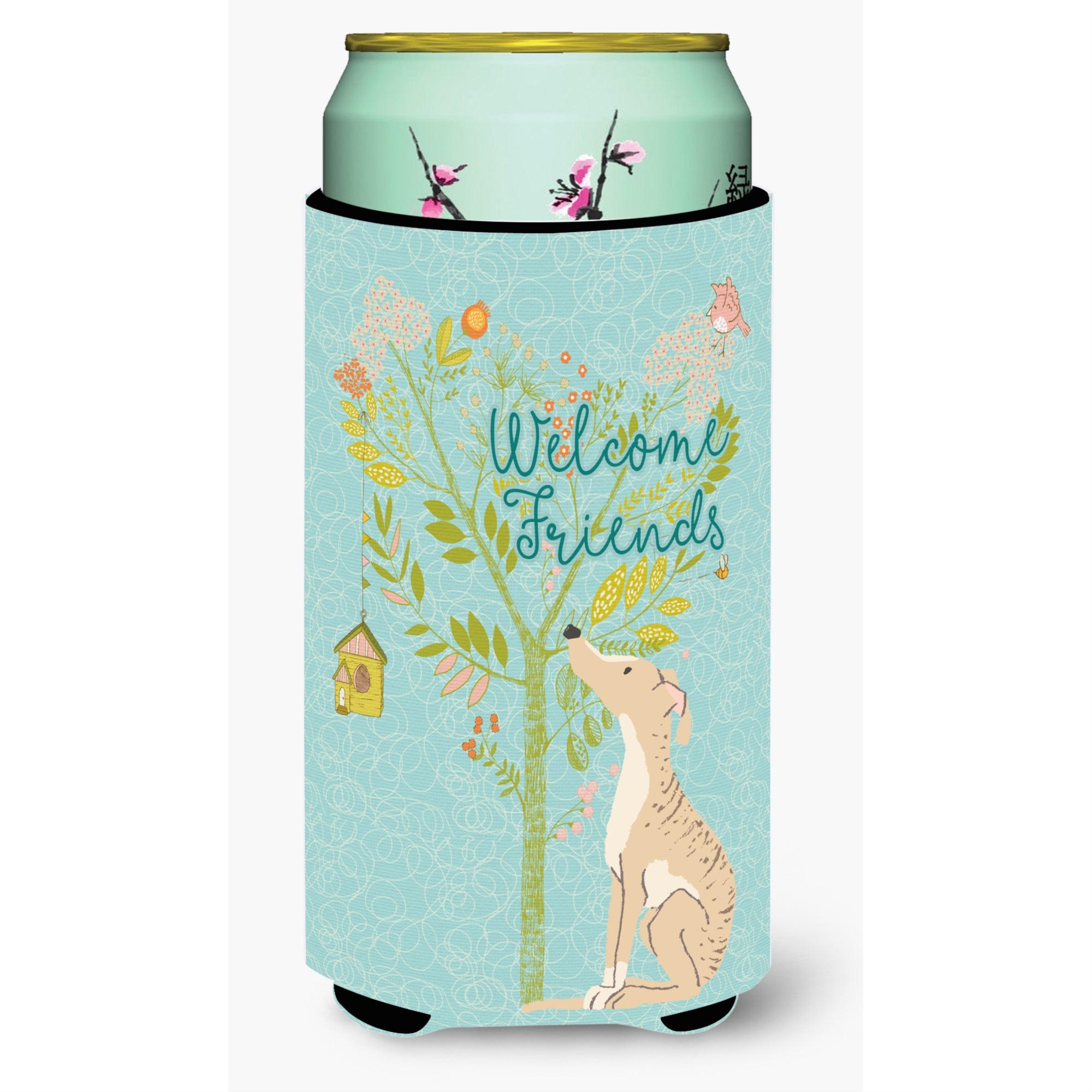 'Caroline'S Treasures Welcome Friends Brindle Greyhound Decorative Can Hugger, Tall Boy, Multicolor''