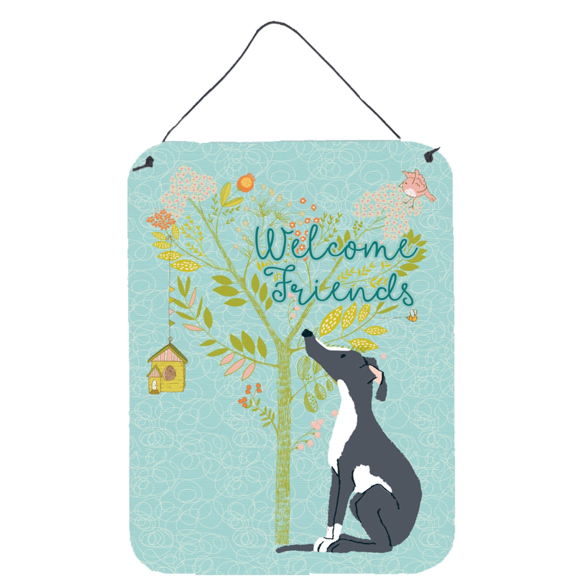 'Caroline'S Treasures Welcome Friends Black White Greyhound Metal Print, 16H X 12W, Multicolor''