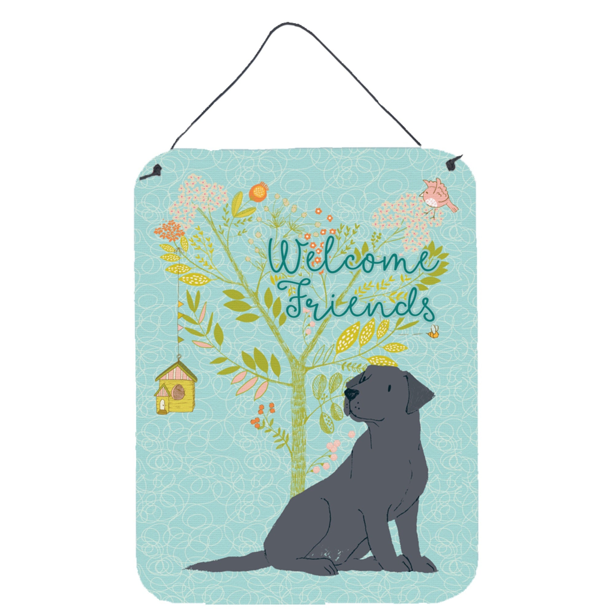 'Caroline'S Treasures Friends Welcome Black Labrador Retriever Metal Print, 16H X 12W, Multicolor''