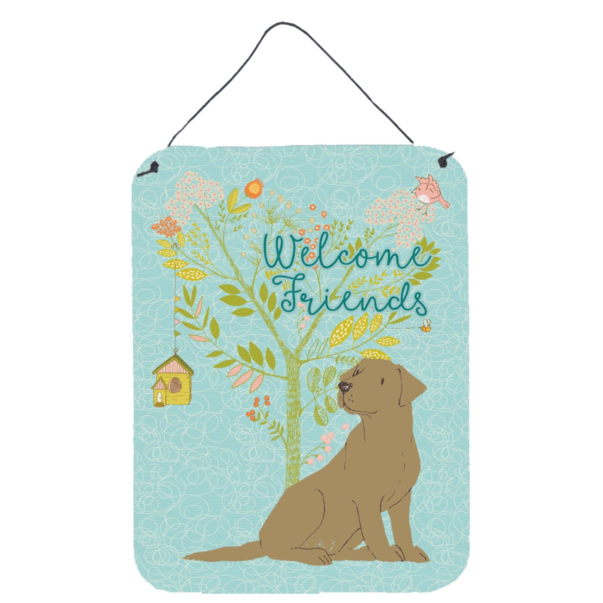 'Caroline'S Treasures Friends Welcome Chocolate Labrador Retriever Metal Print, 16H X 12W, Multicolor''