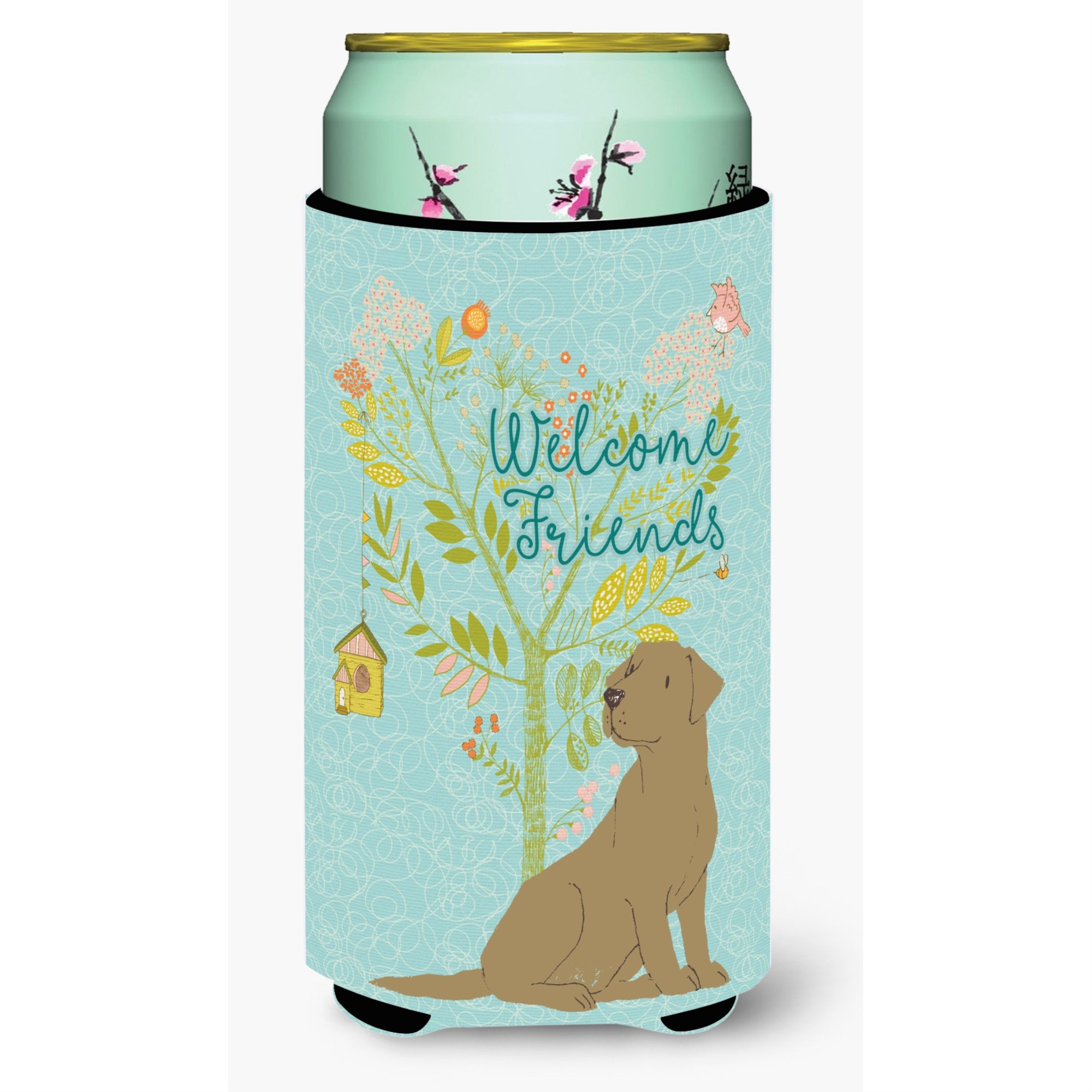 'Caroline'S Treasures Welcome Friends Chocolate Labrador Retriever Decorative Can Hugger, Tall Boy, Multicolor''