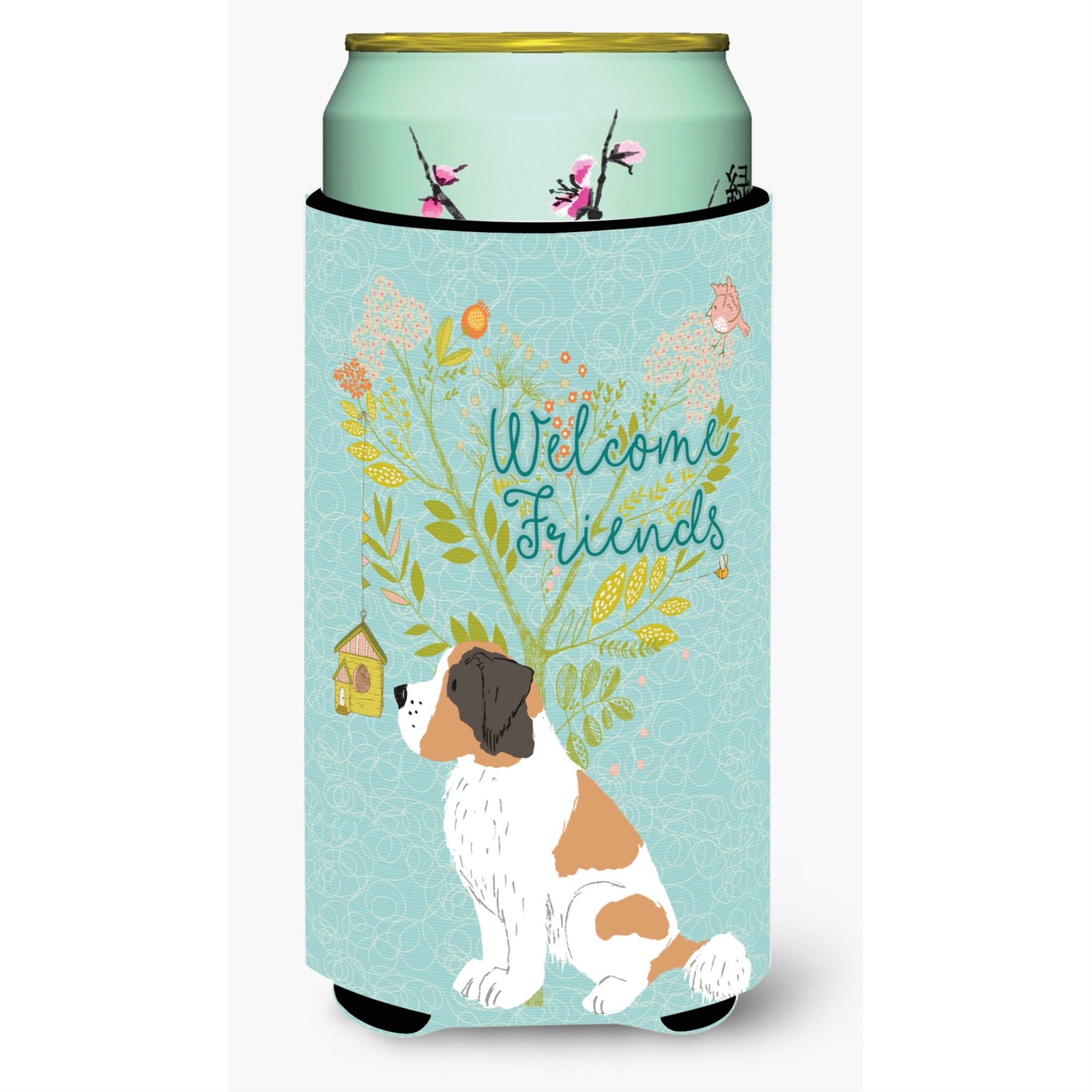 'Caroline'S Treasures Welcome Friends Saint Bernard Decorative Can Hugger, Tall Boy, Multicolor''