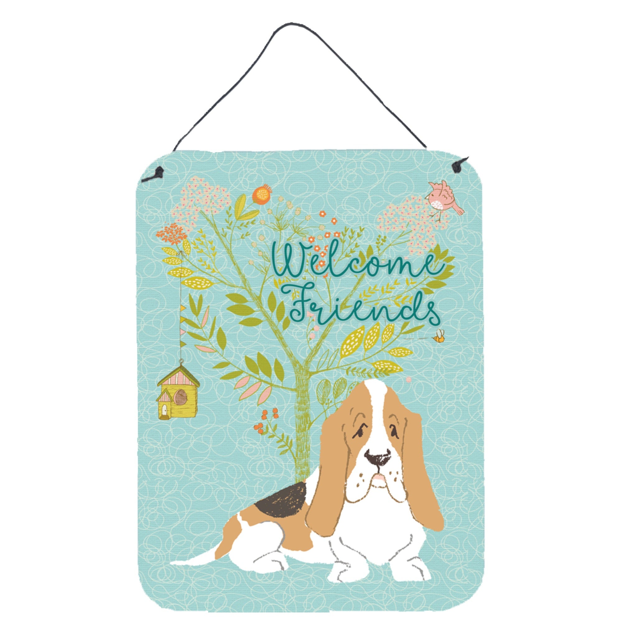 'Caroline'S Treasures Welcome Friends Basset Hound Metal Print, 16H X 12W, Multicolor''