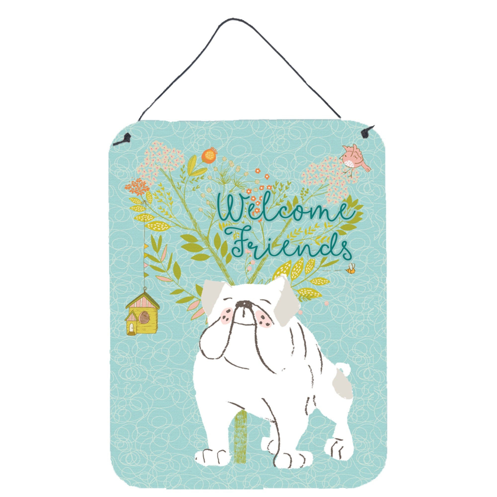 'Caroline'S Treasures Welcome Friends English Bulldog White Metal Print, 16H X 12W, Multicolor''