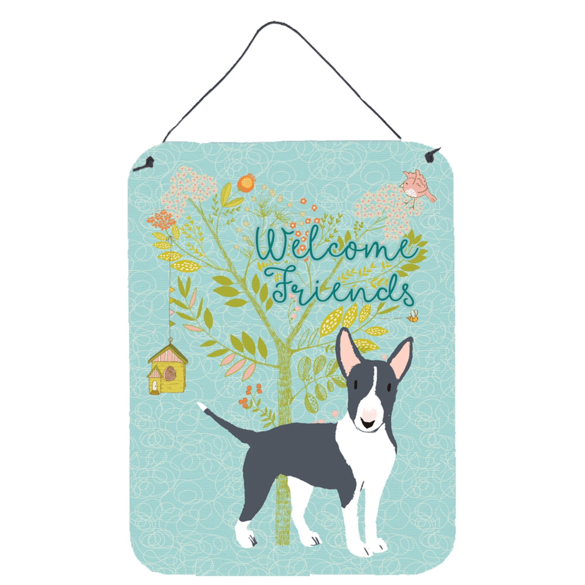 'Caroline'S Treasures Welcome Friends Black Bull Terrier Metal Print, 16H X 12W, Multicolor''