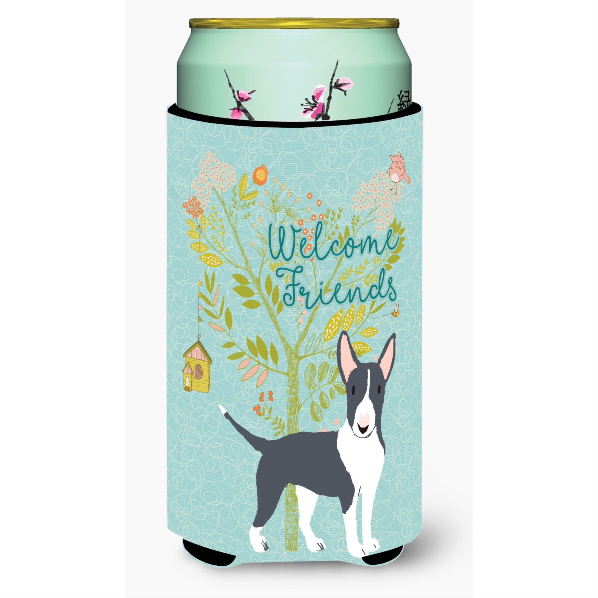 'Caroline'S Treasures Welcome Friends Black Bull Terrier Decorative Can Hugger, Tall Boy, Multicolor''