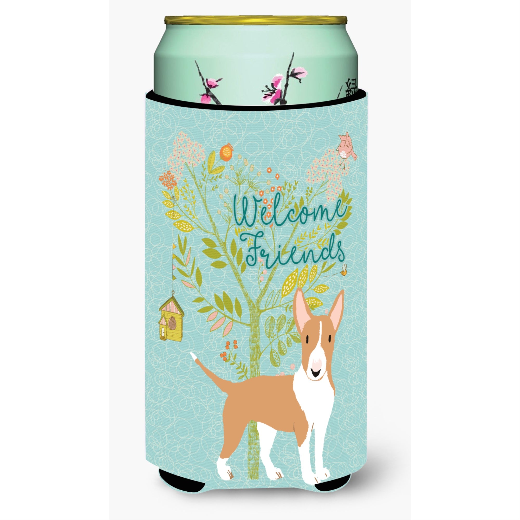 'Caroline'S Treasures Welcome Friends Brown Bull Terrier Decorative Can Hugger, Tall Boy, Multicolor''