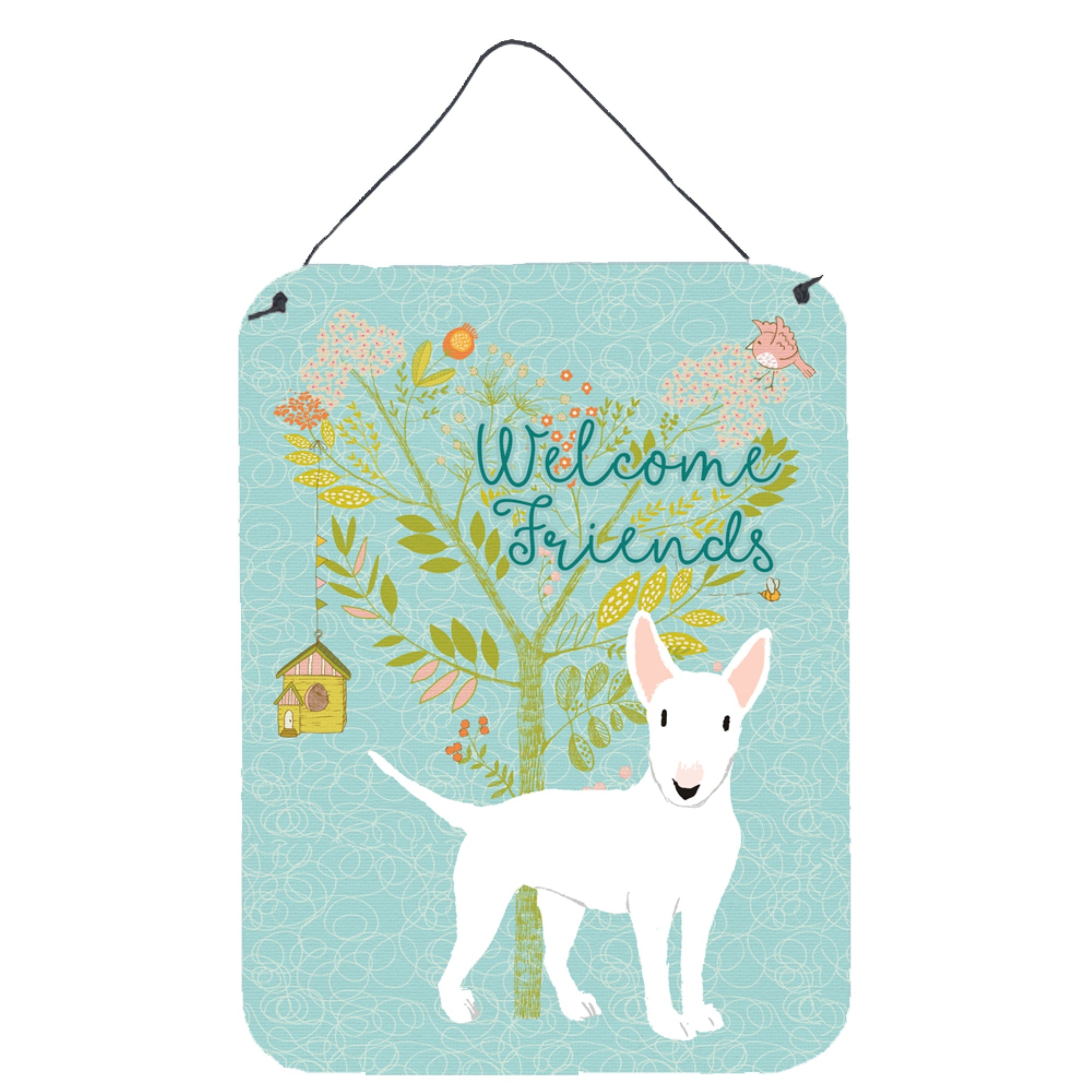 'Caroline'S Treasures Welcome Friends White Bull Terrier Metal Print, 16H X 12W, Multicolor''