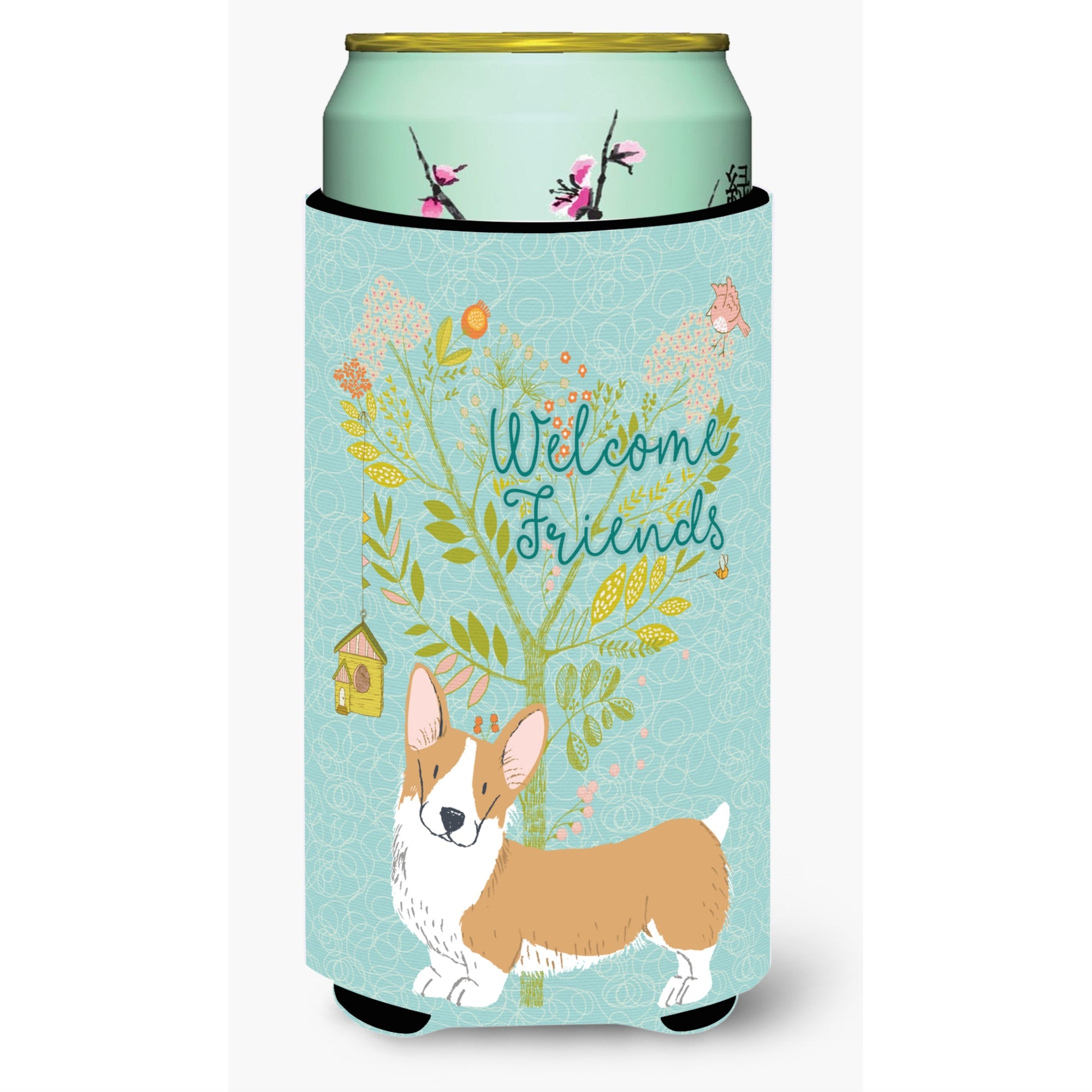 'Caroline'S Treasures Welcome Friends Pembroke Welsh Corgi Red Decorative Can Hugger, Tall Boy, Multicolor''