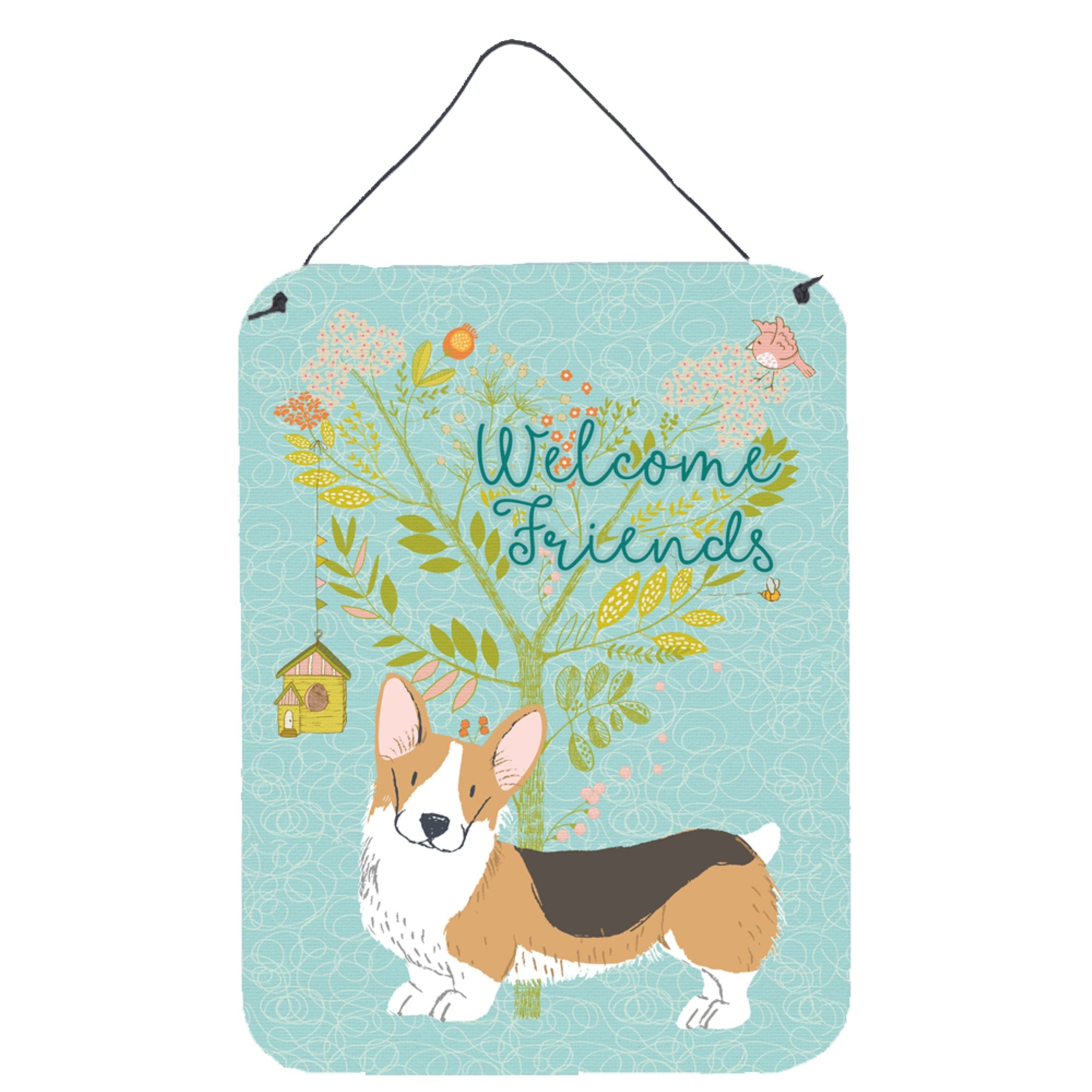 'Caroline'S Treasures Friends Welcome Pembroke Welsh Corgi Tricolor Metal Print, 16H X 12W, Multicolor''