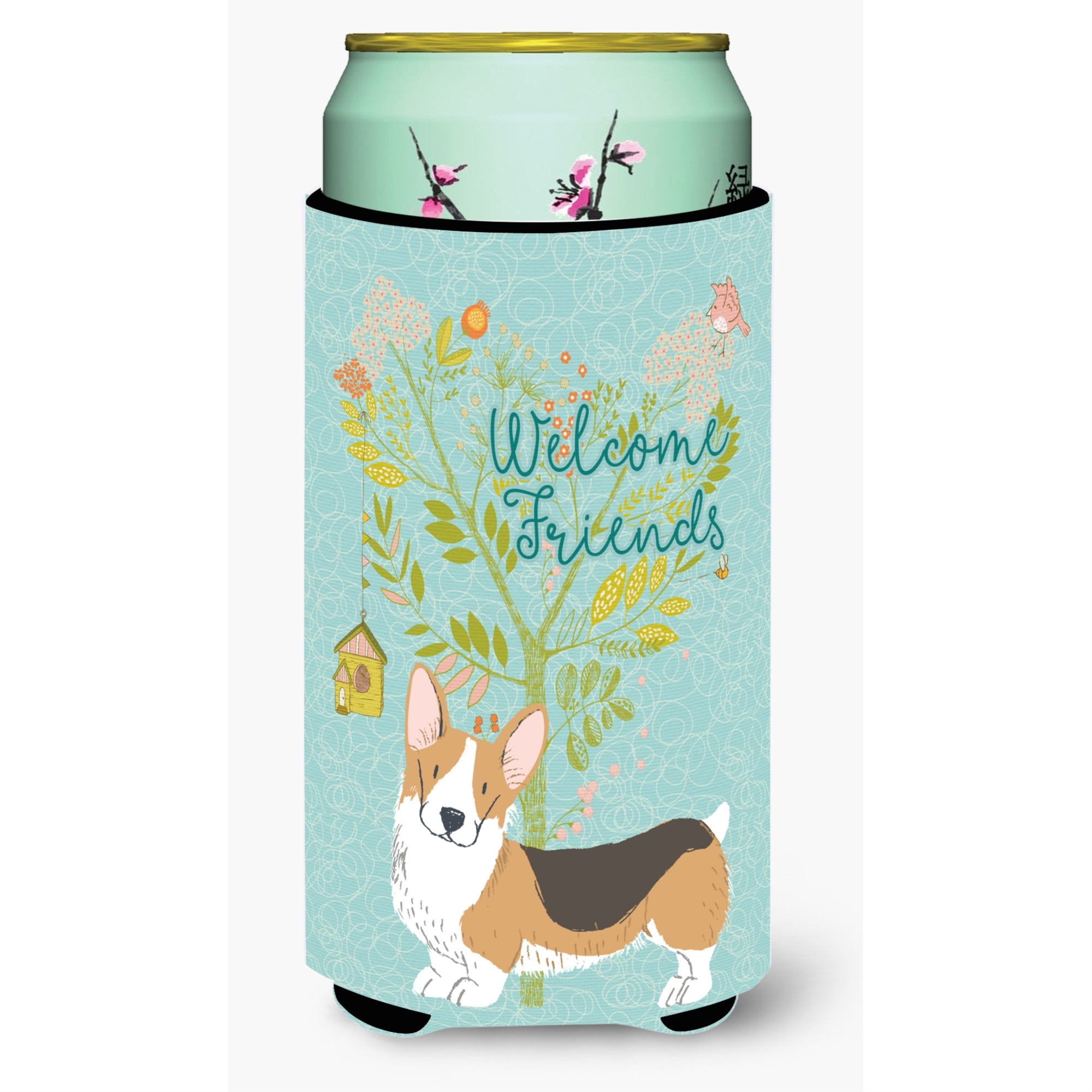'Caroline'S Treasures Welcome Friends Pembroke Welsh Corgi Tricolor Decorative Can Hugger, Tall Boy, Multicolor''