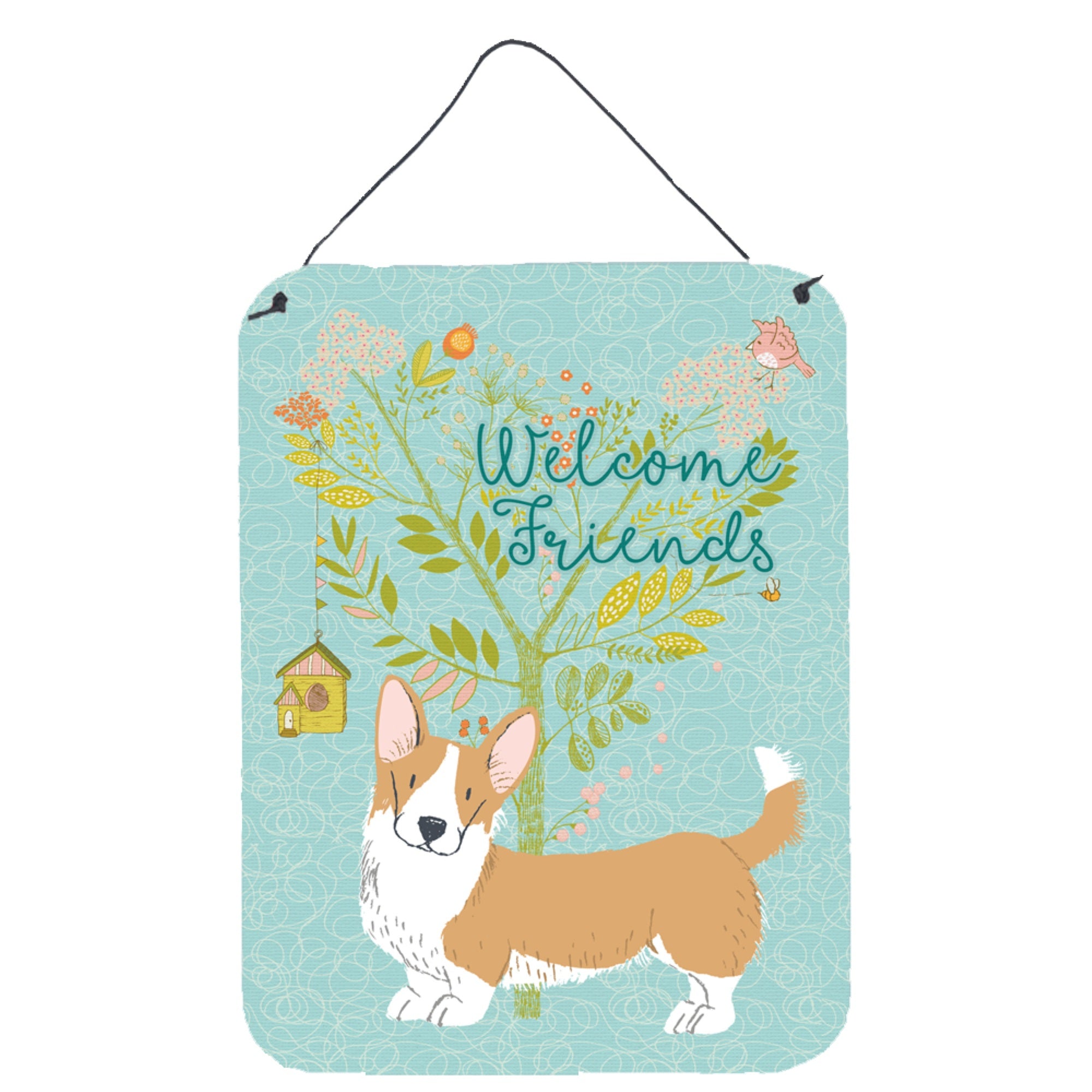 'Caroline'S Treasures Friends Welcome Cardigan Welsh Corgi Tricolor Metal Print, 16H X 12W, Multicolor''