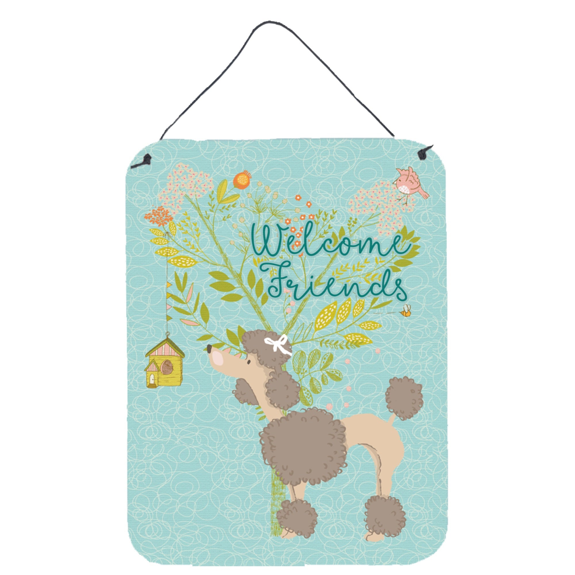 'Caroline'S Treasures Welcome Friends Chocolate Poodle Metal Print, 16H X 12W, Multicolor''