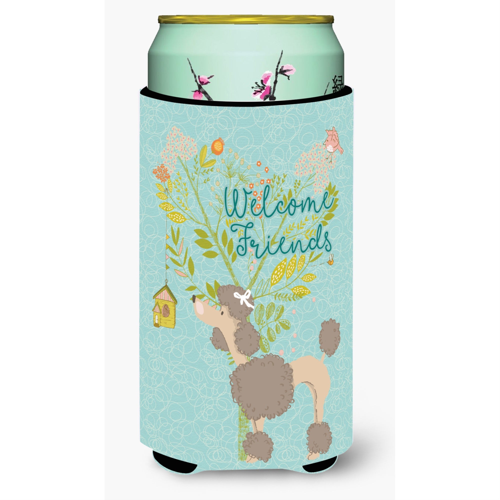 'Caroline'S Treasures Welcome Friends Chocolate Poodle Decorative Can Hugger, Tall Boy, Multicolor''