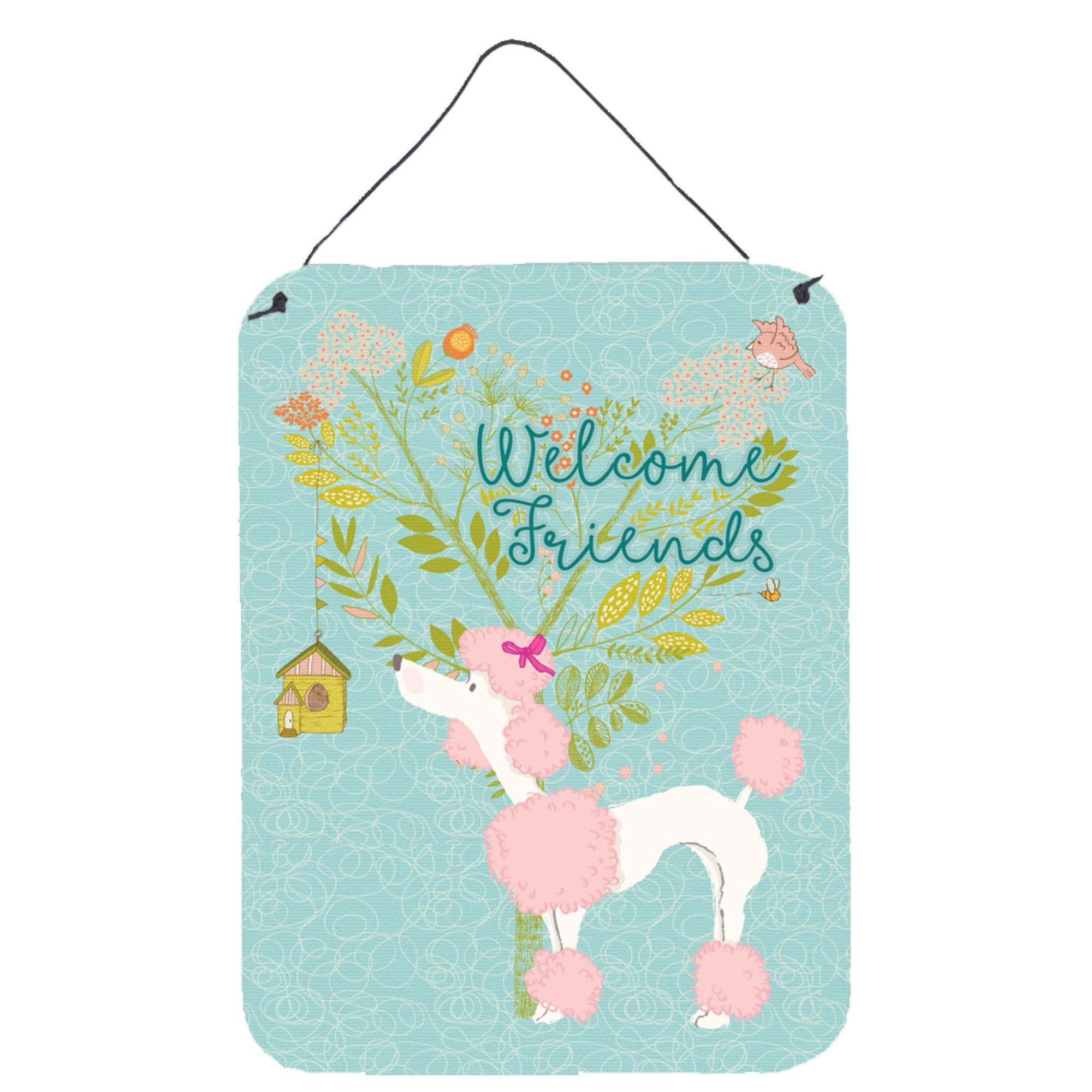 'Caroline'S Treasures Welcome Friends Pink Poodle Metal Print, 16H X 12W, Multicolor''