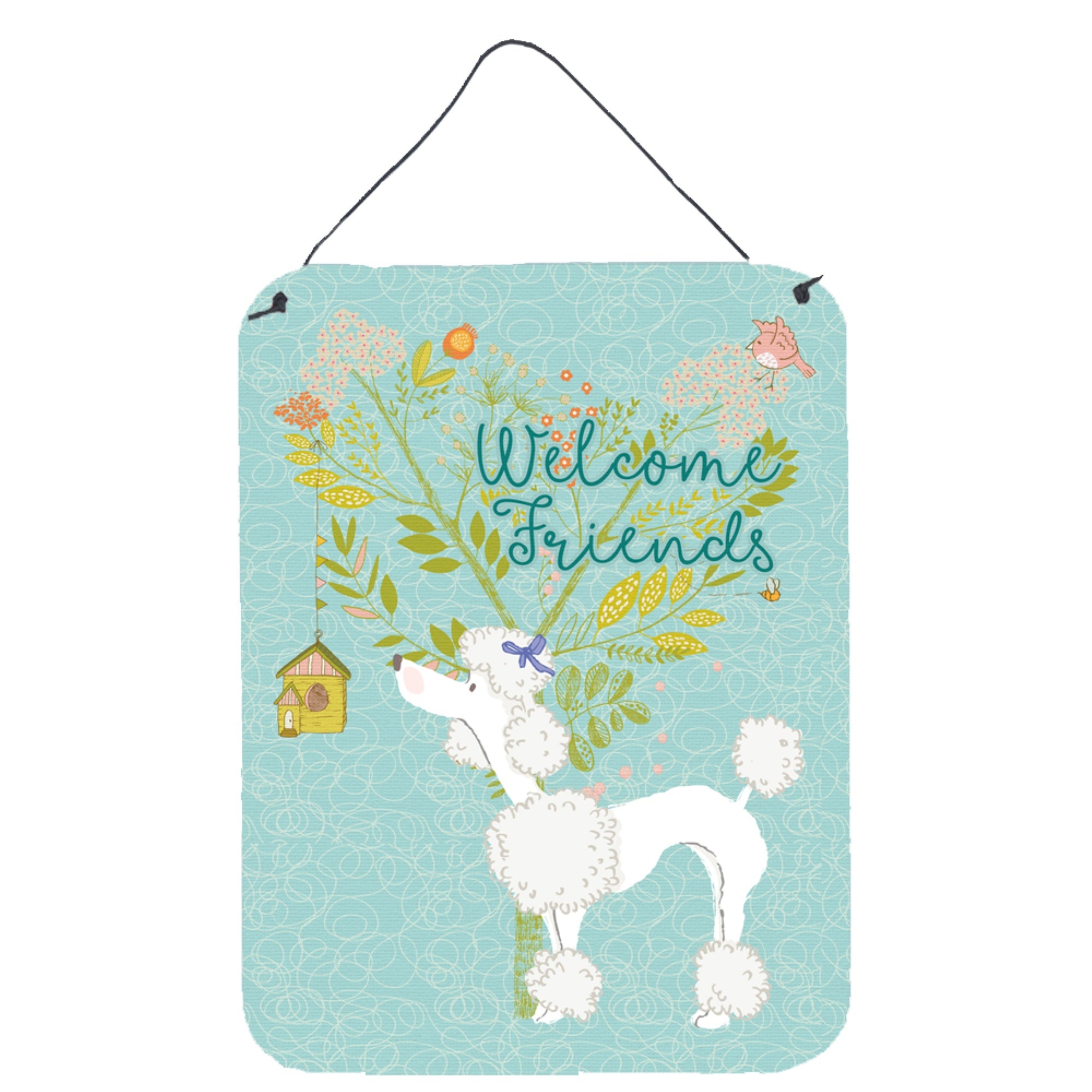 'Caroline'S Treasures Welcome Friends White Poodle Metal Print, 16H X 12W, Multicolor''