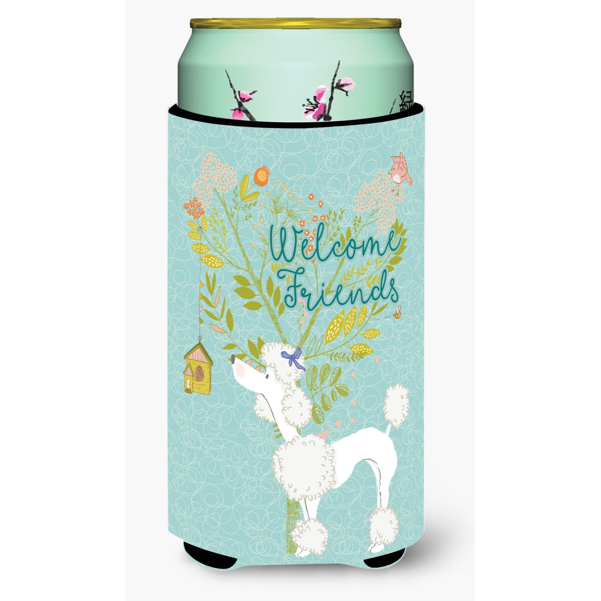 'Caroline'S Treasures Welcome Friends White Poodle Decorative Can Hugger, Tall Boy, Multicolor''