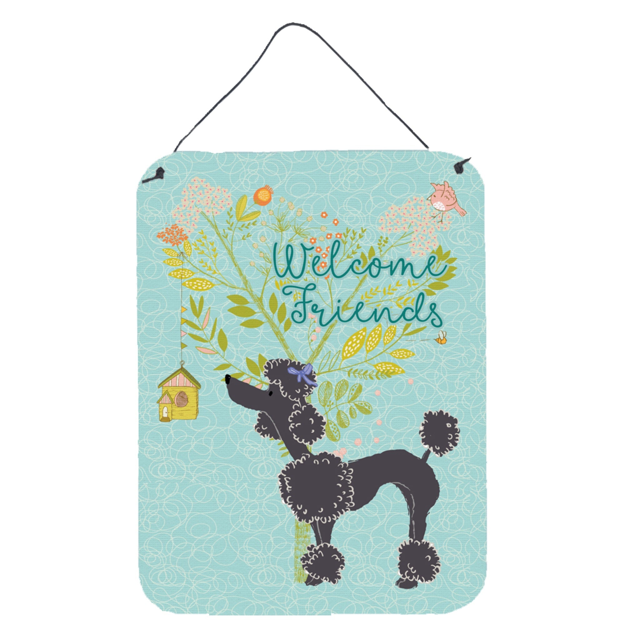 'Caroline'S Treasures Welcome Friends Black Poodle Metal Print, 16H X 12W, Multicolor''