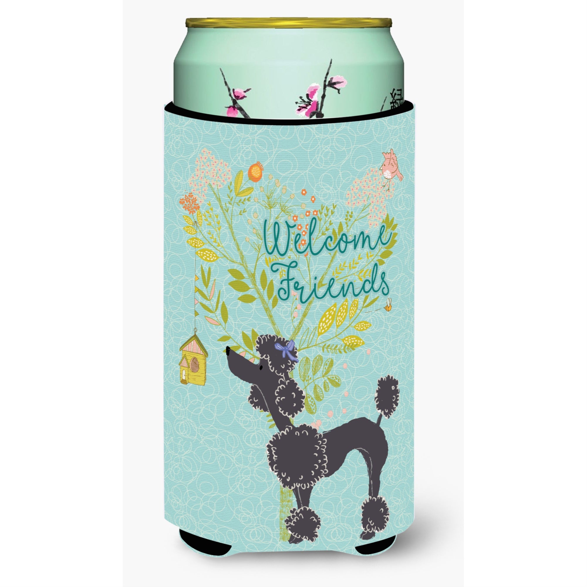 'Caroline'S Treasures Welcome Friends Black Poodle Decorative Can Hugger, Tall Boy, Multicolor''