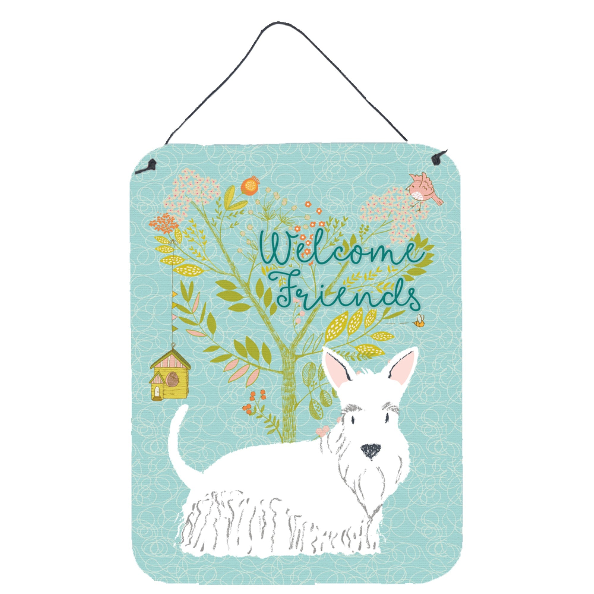 'Caroline'S Treasures Welcome Friends White Scottish Terrier Metal Print, 16H X 12W, Multicolor''