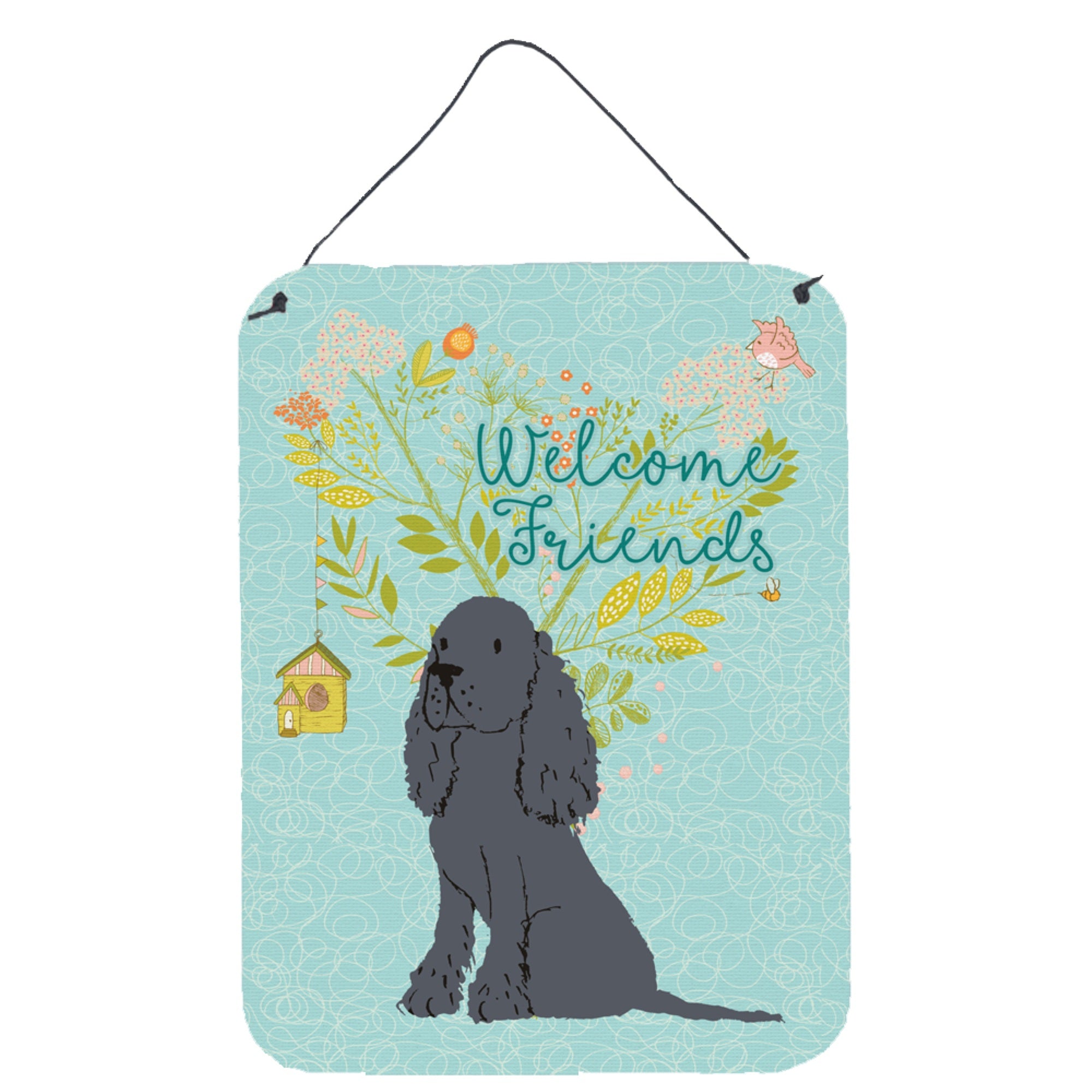 'Caroline'S Treasures Welcome Friends Black Cocker Spaniel Metal Print, 16H X 12W, Multicolor''