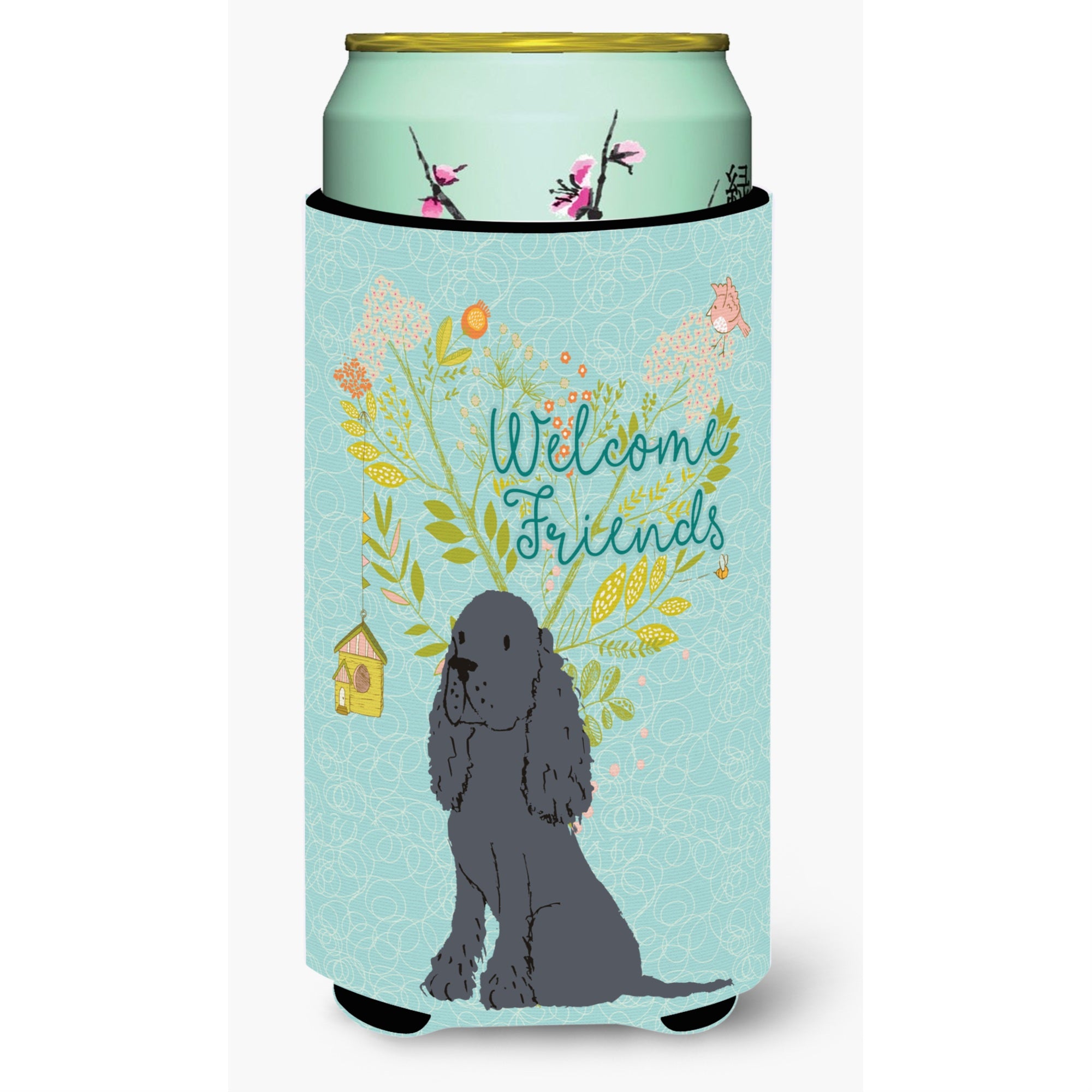 'Caroline'S Treasures Welcome Friends Black Cocker Spaniel Decorative Can Hugger, Tall Boy, Multicolor''