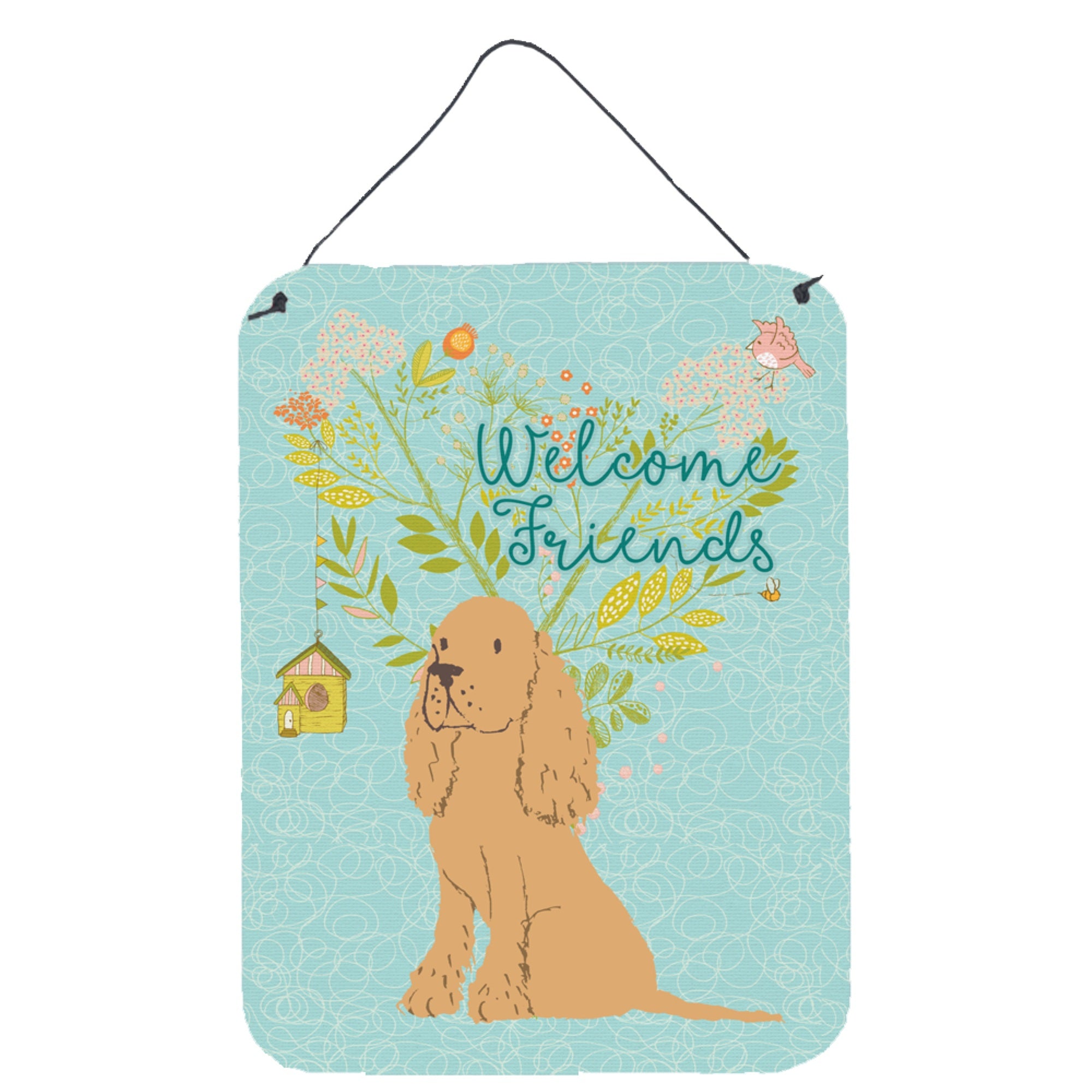'Caroline'S Treasures Welcome Friends Buff Cocker Spaniel Metal Print, 16H X 12W, Multicolor''