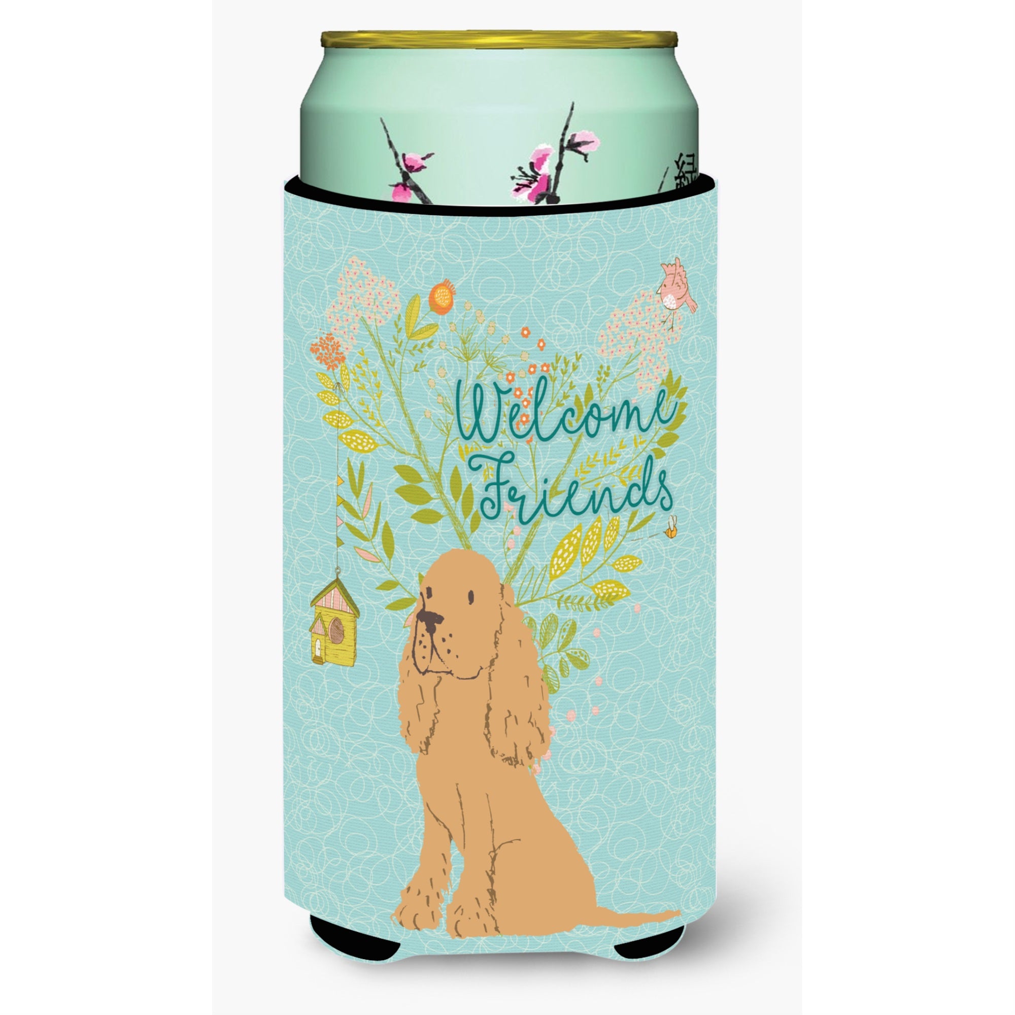 'Caroline'S Treasures Welcome Friends Buff Cocker Spaniel Decorative Can Hugger, Tall Boy, Multicolor''