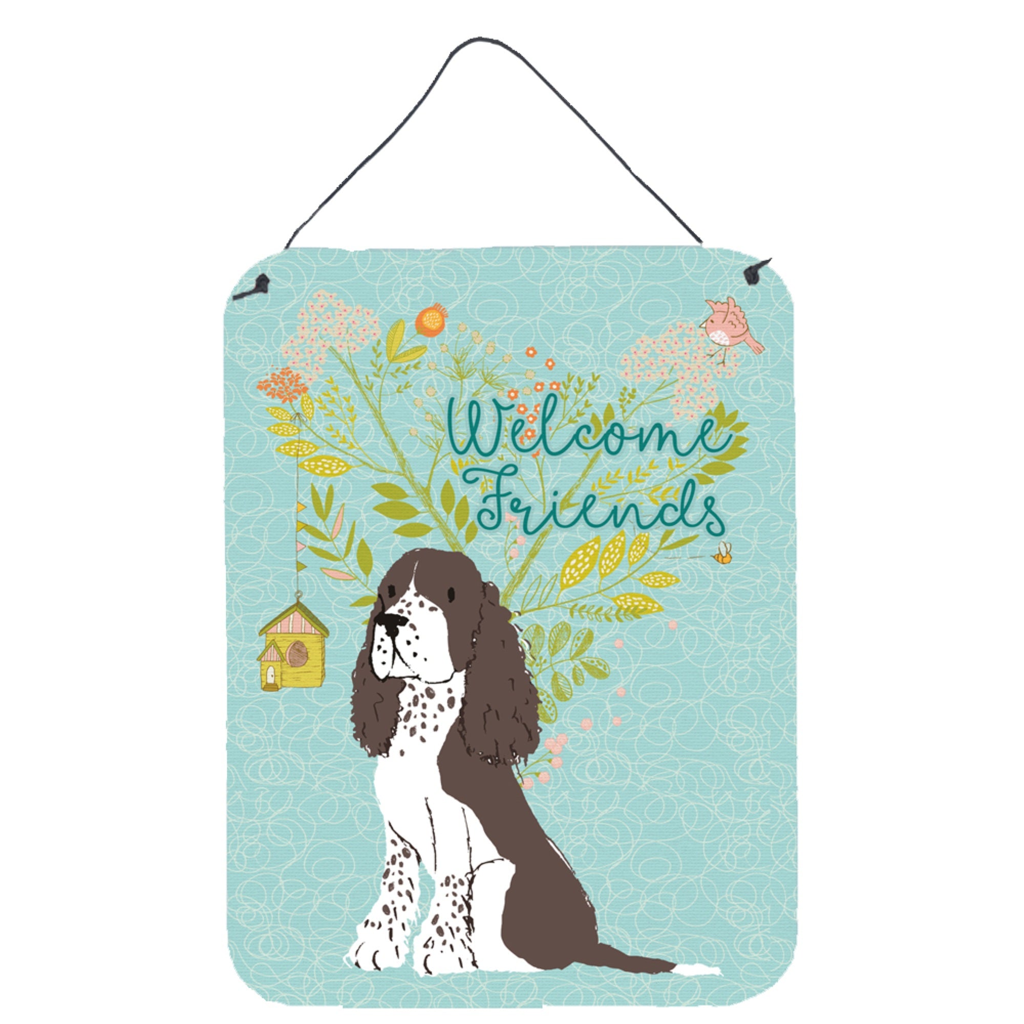 'Caroline'S Treasures Welcome Friends Brown Springer Spaniel Metal Print, 16H X 12W, Multicolor''