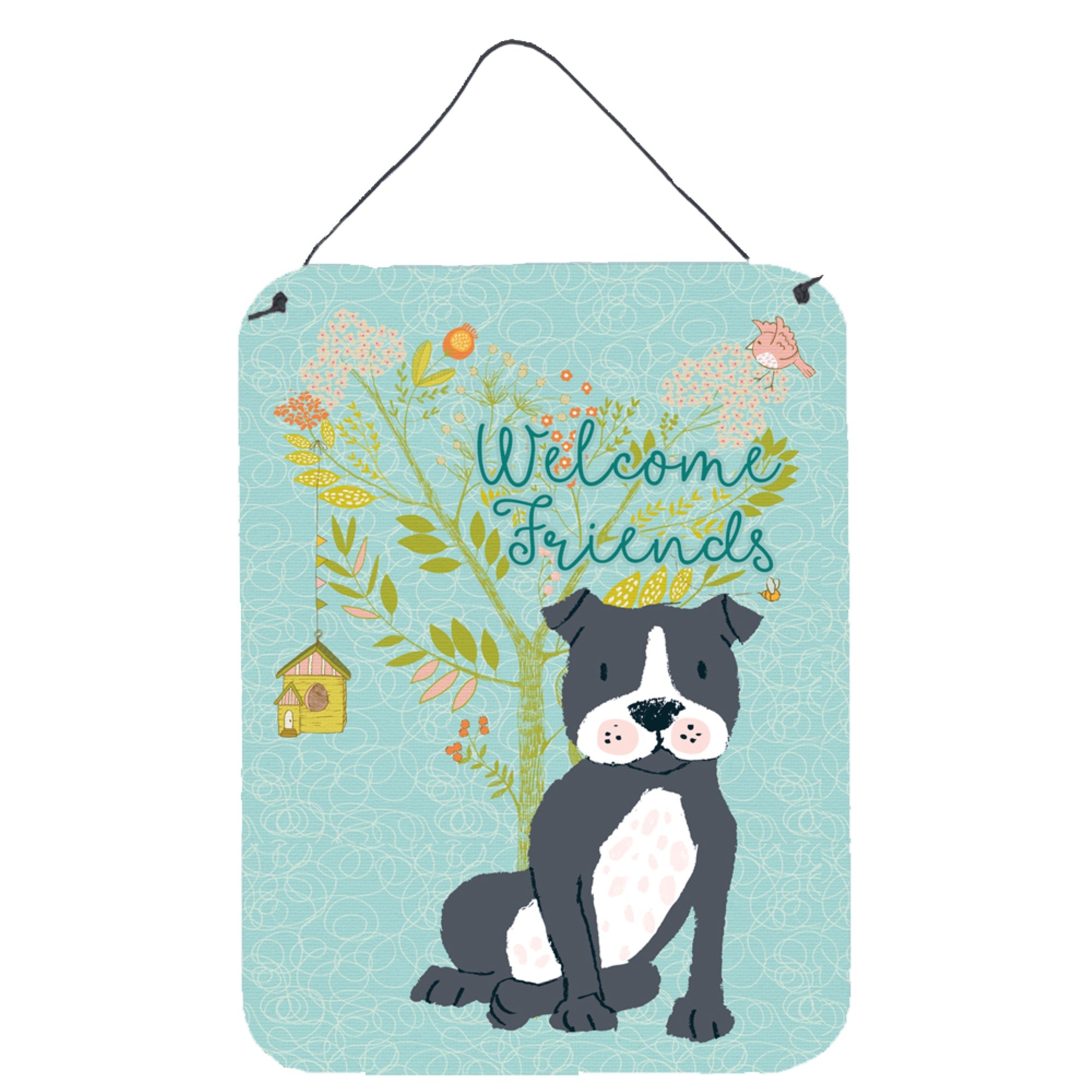 'Caroline'S Treasures Welcome Friends Black Staffie Metal Print, 16H X 12W, Multicolor''