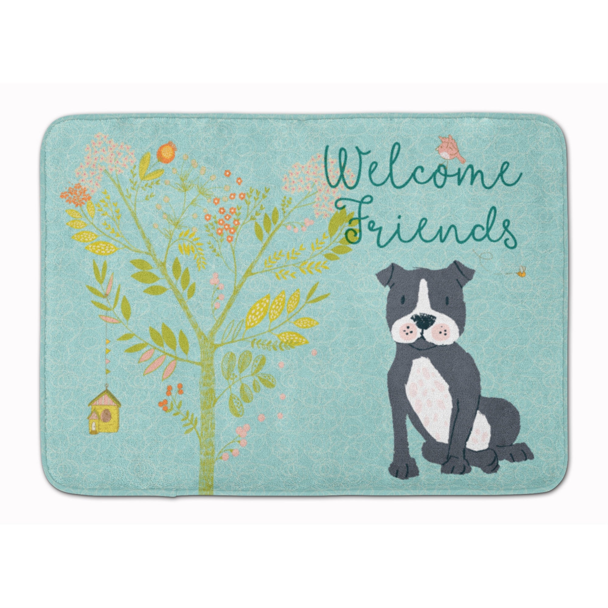 Carolines Treasures Welcome Friends Black Staffie Floor Mat, 19 H x 27 W, Multicolor