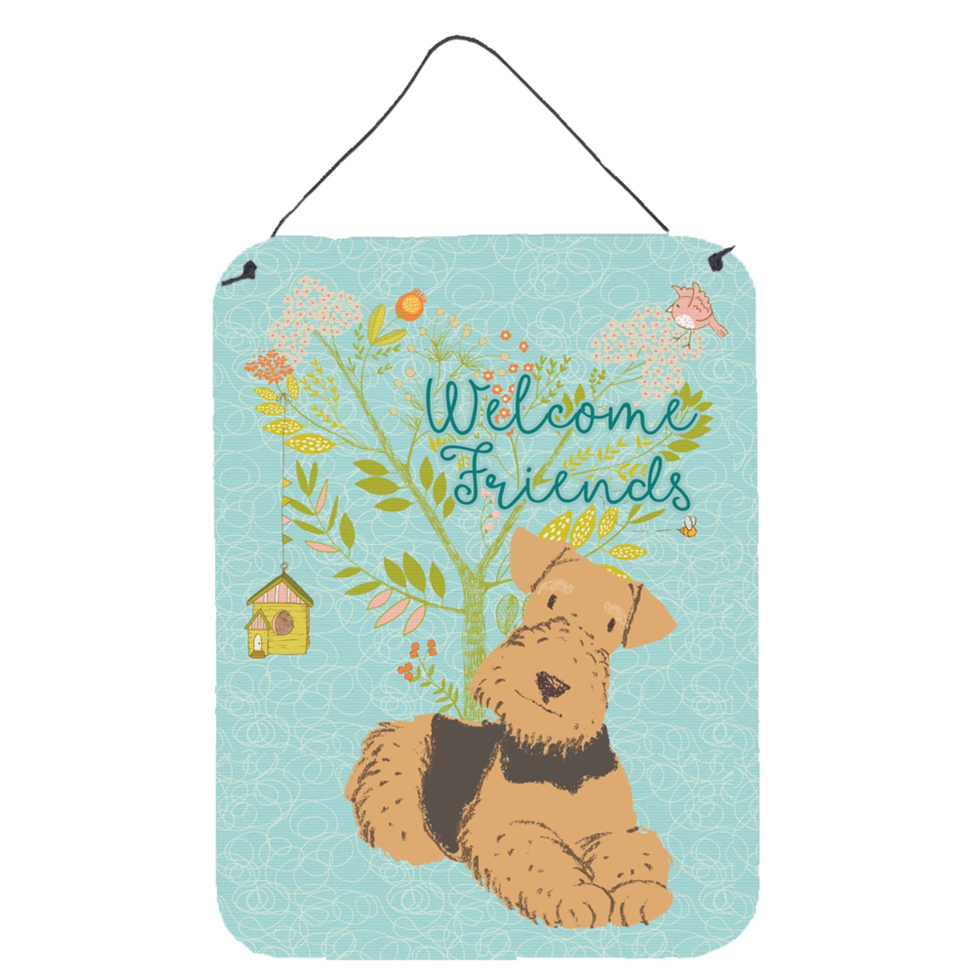 'Caroline'S Treasures Welcome Friends Airedale Terrier Metal Print, 16H X 12W, Multicolor''