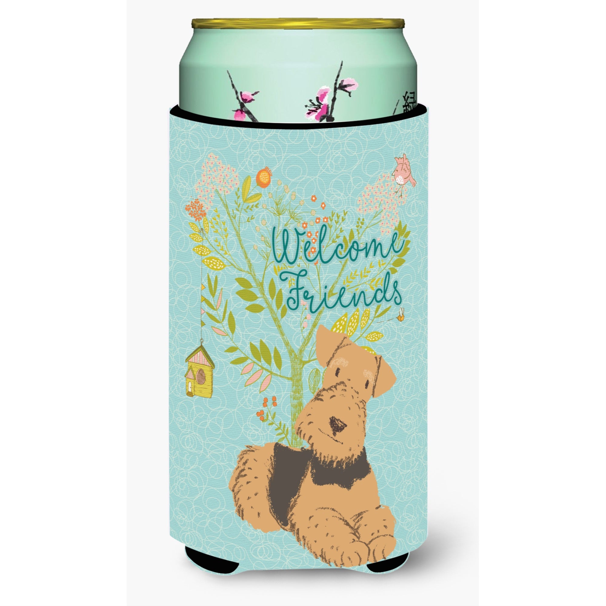 'Caroline'S Treasures Welcome Friends Airedale Terrier Decorative Can Hugger, Tall Boy, Multicolor''