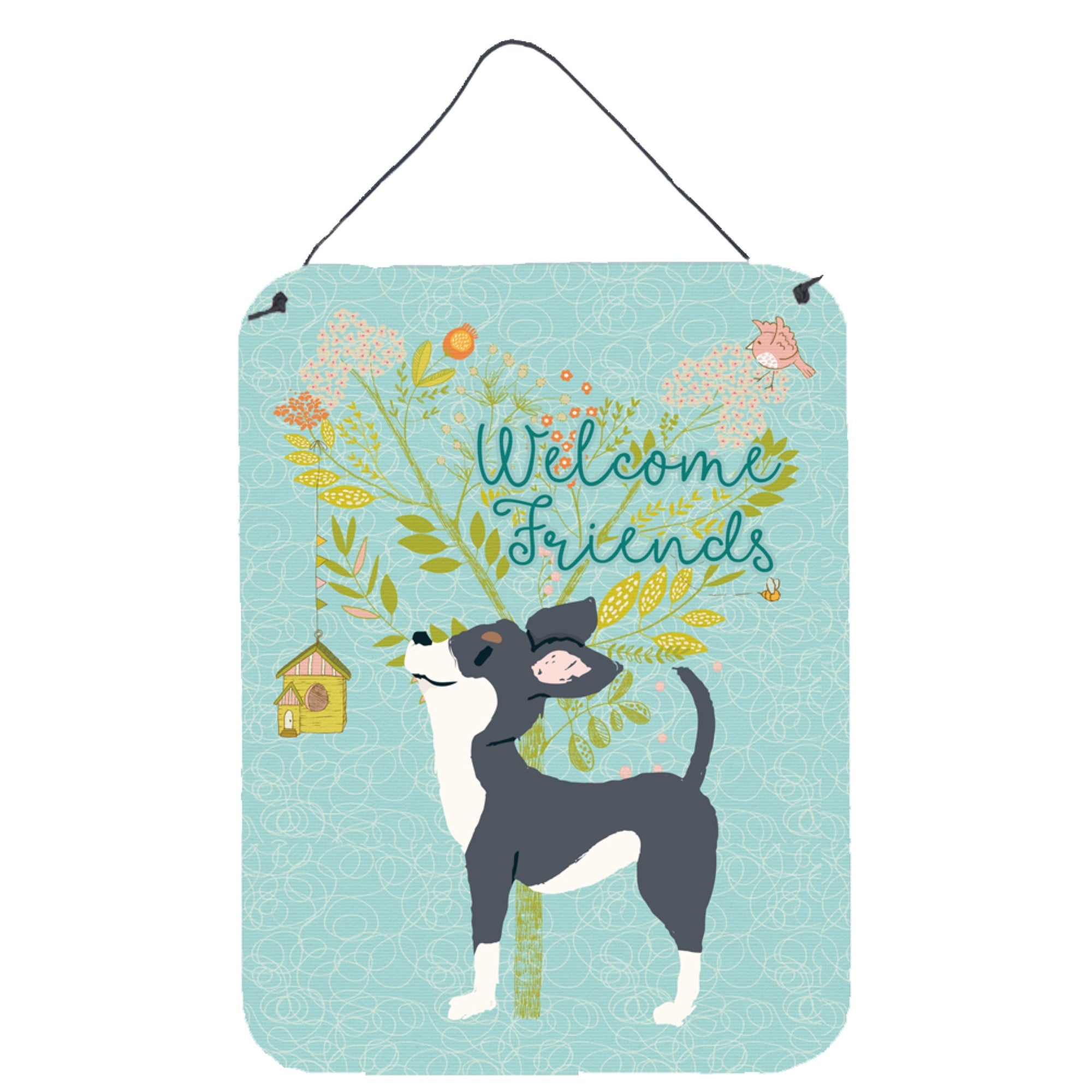 'Caroline'S Treasures Welcome Friends Black White Chihuahua Metal Print, 16H X 12W, Multicolor''