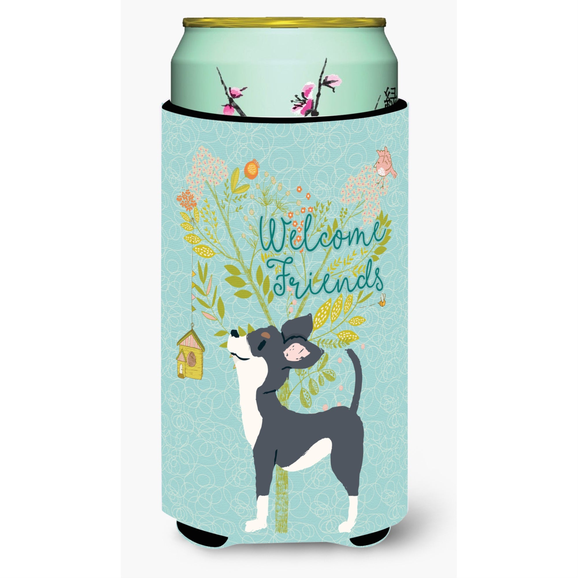'Caroline'S Treasures Welcome Friends Black White Chihuahua Decorative Can Hugger, Tall Boy, Multicolor''