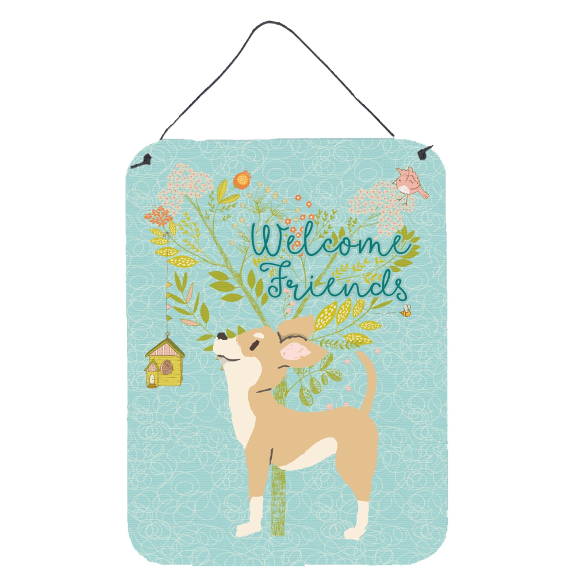 'Caroline'S Treasures Welcome Friends Brown White Chihuahua Metal Print, 16H X 12W, Multicolor''